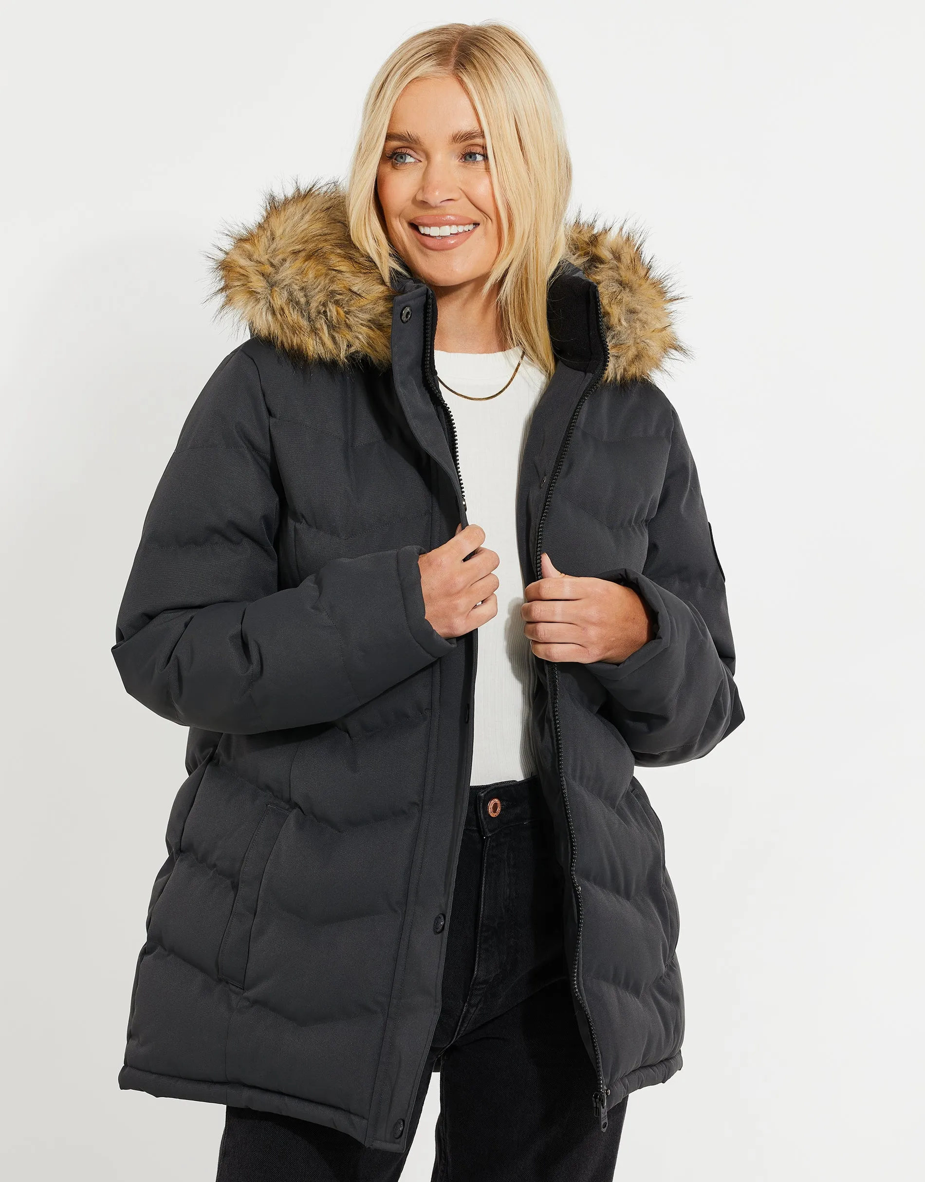 Women's Grey Short Parka Jacket sold by Threadbare