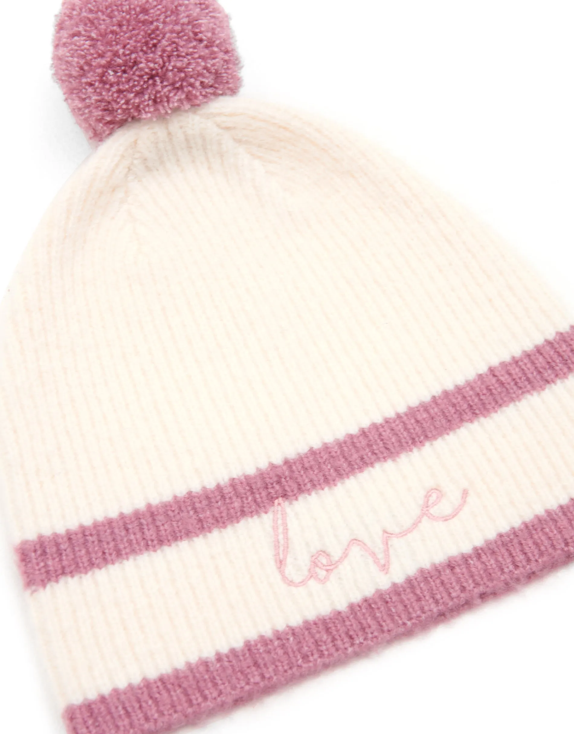 Women's Cream Love Bobble Hat sold by Threadbare product image thumbnail 2