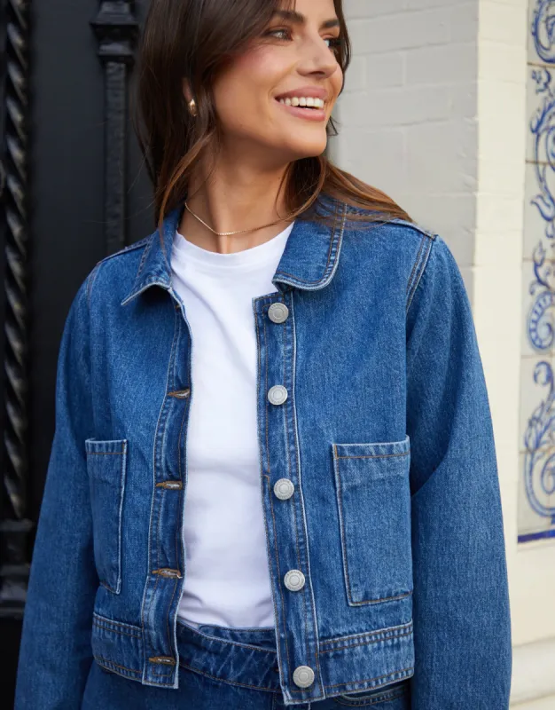 Threadbare Women's Mid Wash Boxy Denim Jacket sold by Threadbare