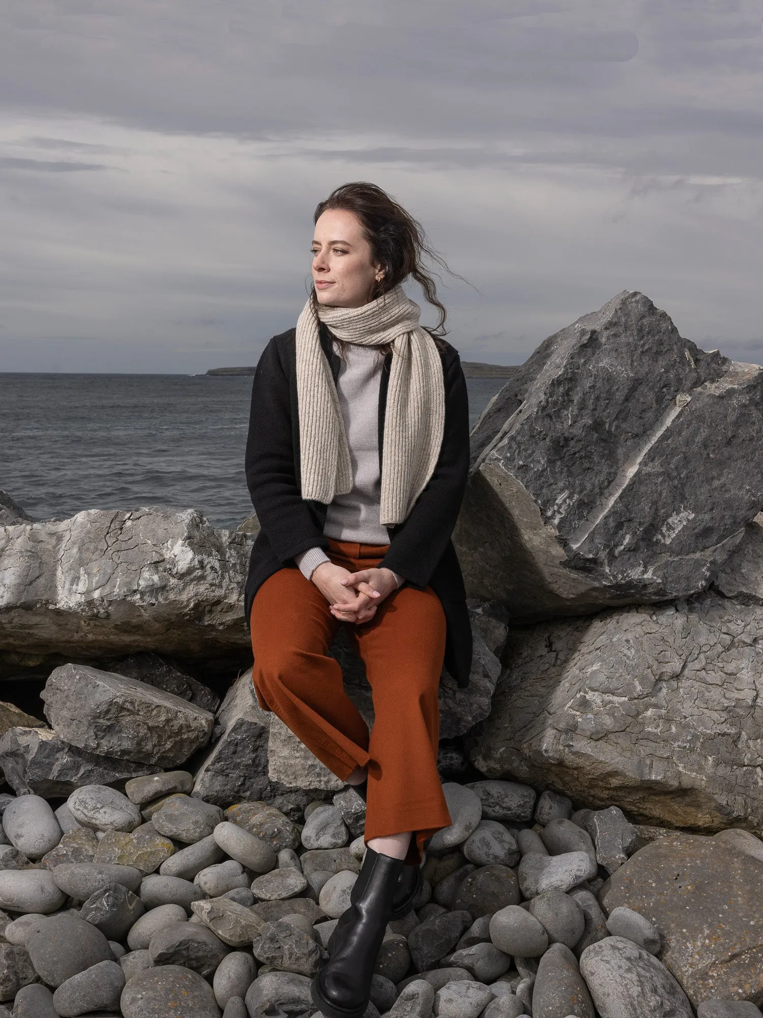 100% Cashmere Rib Scarf sold by Inis Meain