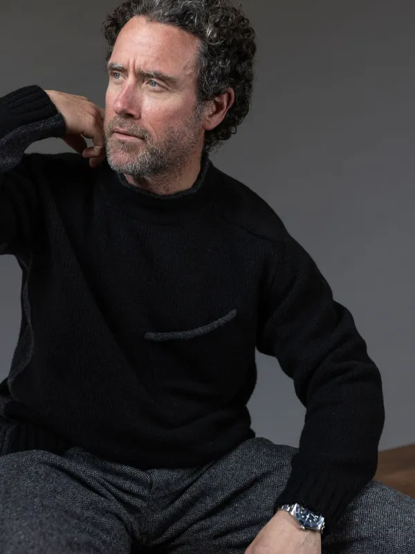 Cashmere Pocket Contrast Sweater made by Inis Meain