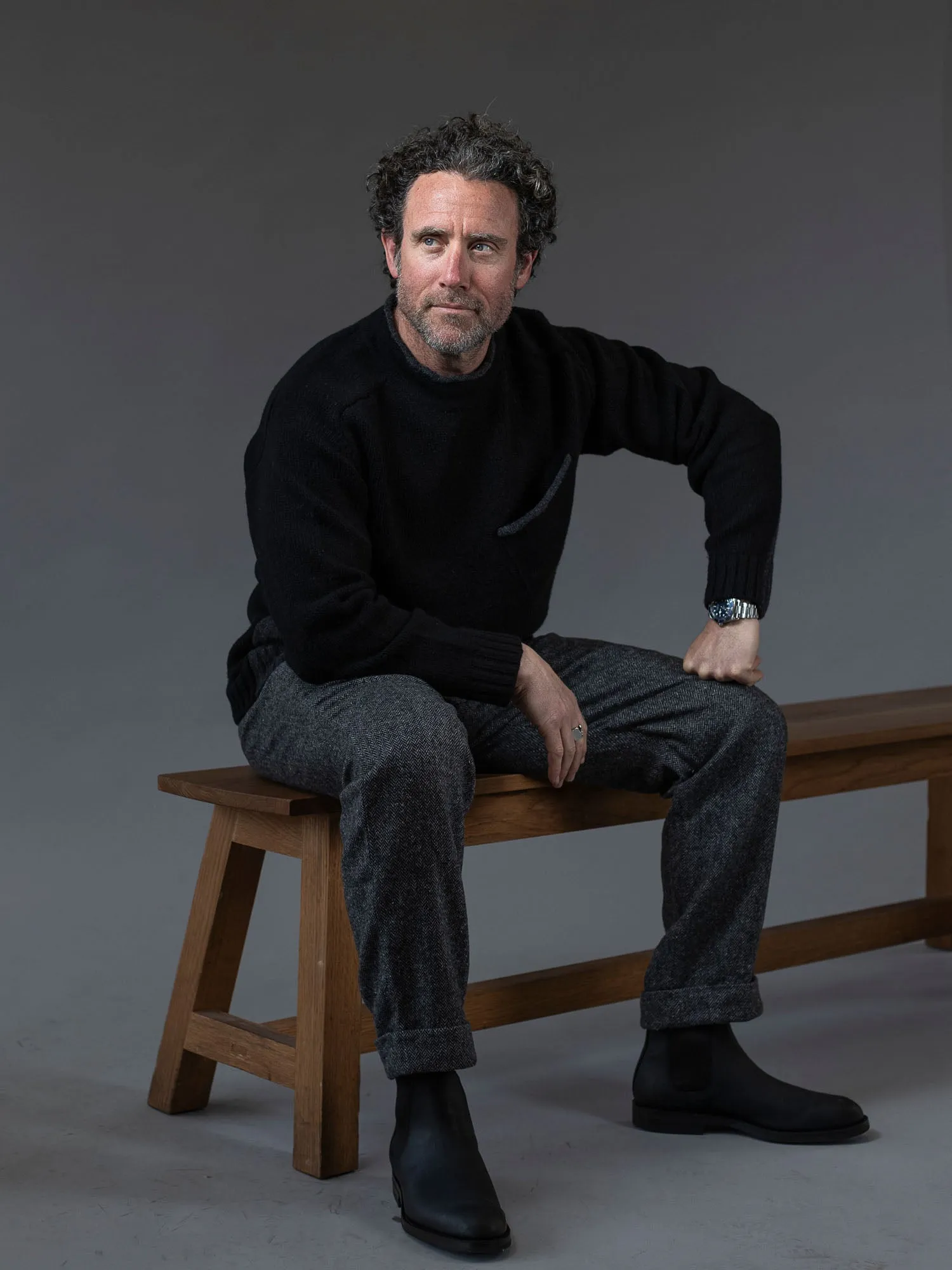 Cashmere Pocket Contrast Sweater sold by Inis Meain product image thumbnail 2