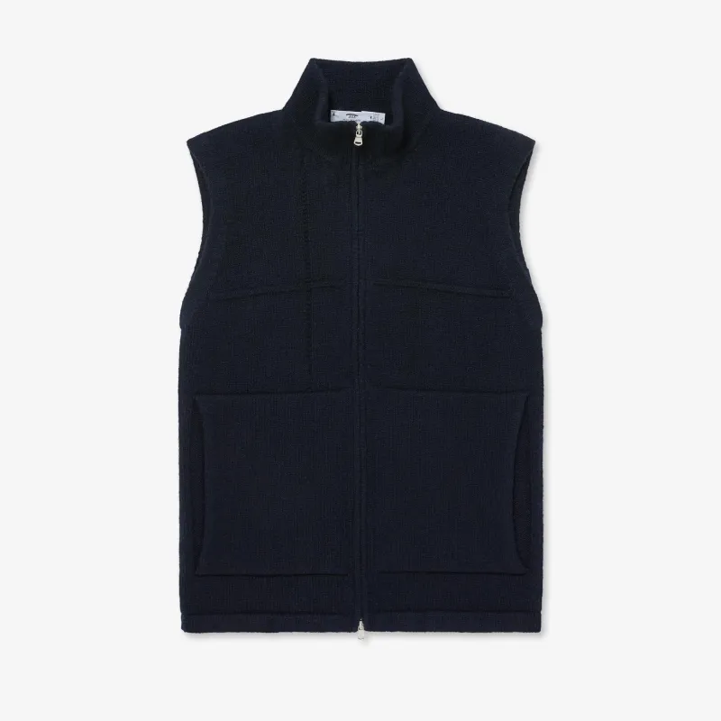 Cashmere Lifeline Zip Gilet sold by Inis Meain