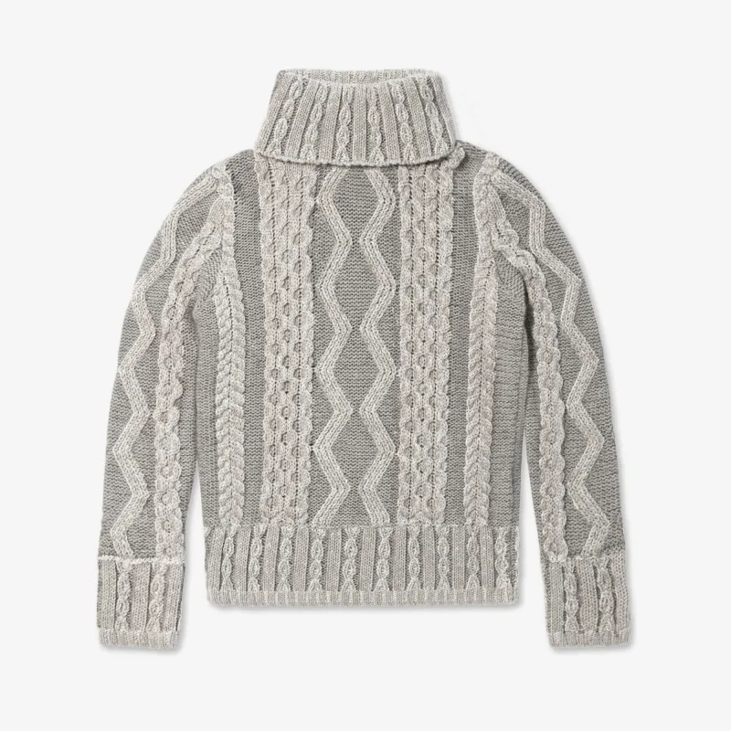 Women's Plated Aran Turtle Neck made by Inis Meain
