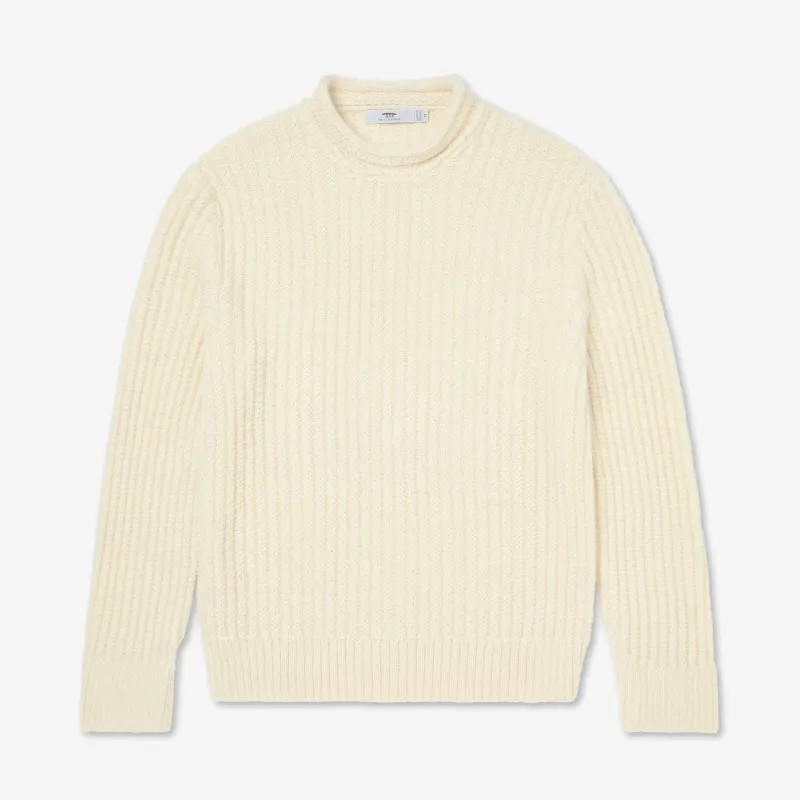 Undyed Alpaca Moss Rib Sweater made by Inis Meain
