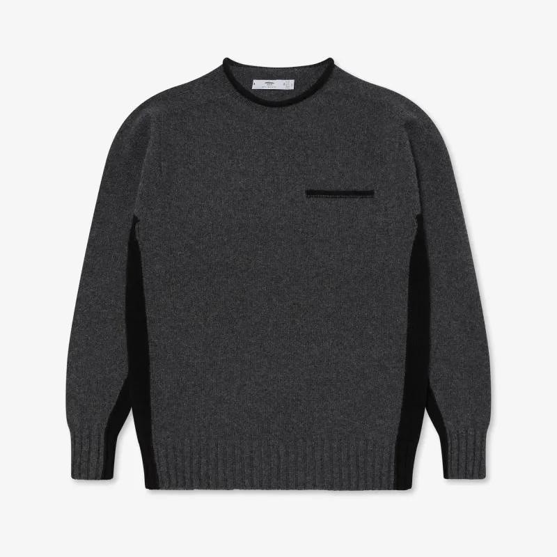 Lambswool Pocket Contrast Crew Neck Sweater made by Inis Meain