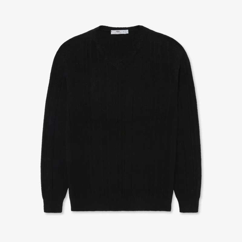 Cashmere Light Herringbone V Neck made by Inis Meain