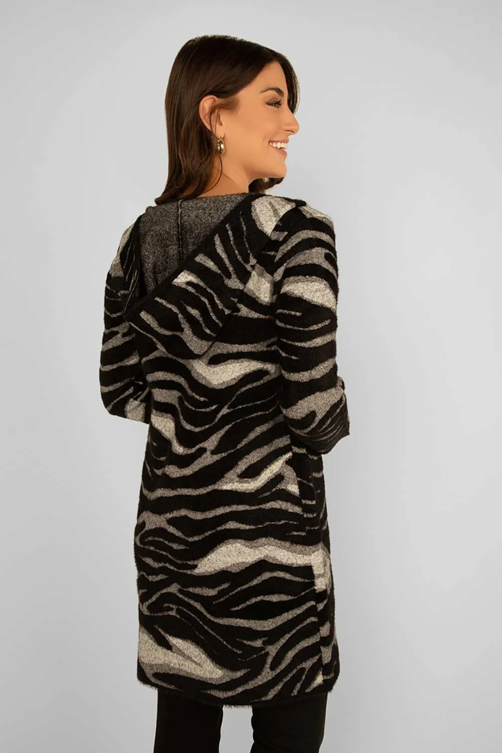 Zebra Print Hooded Cardigan sold by Bellissima product image thumbnail 3
