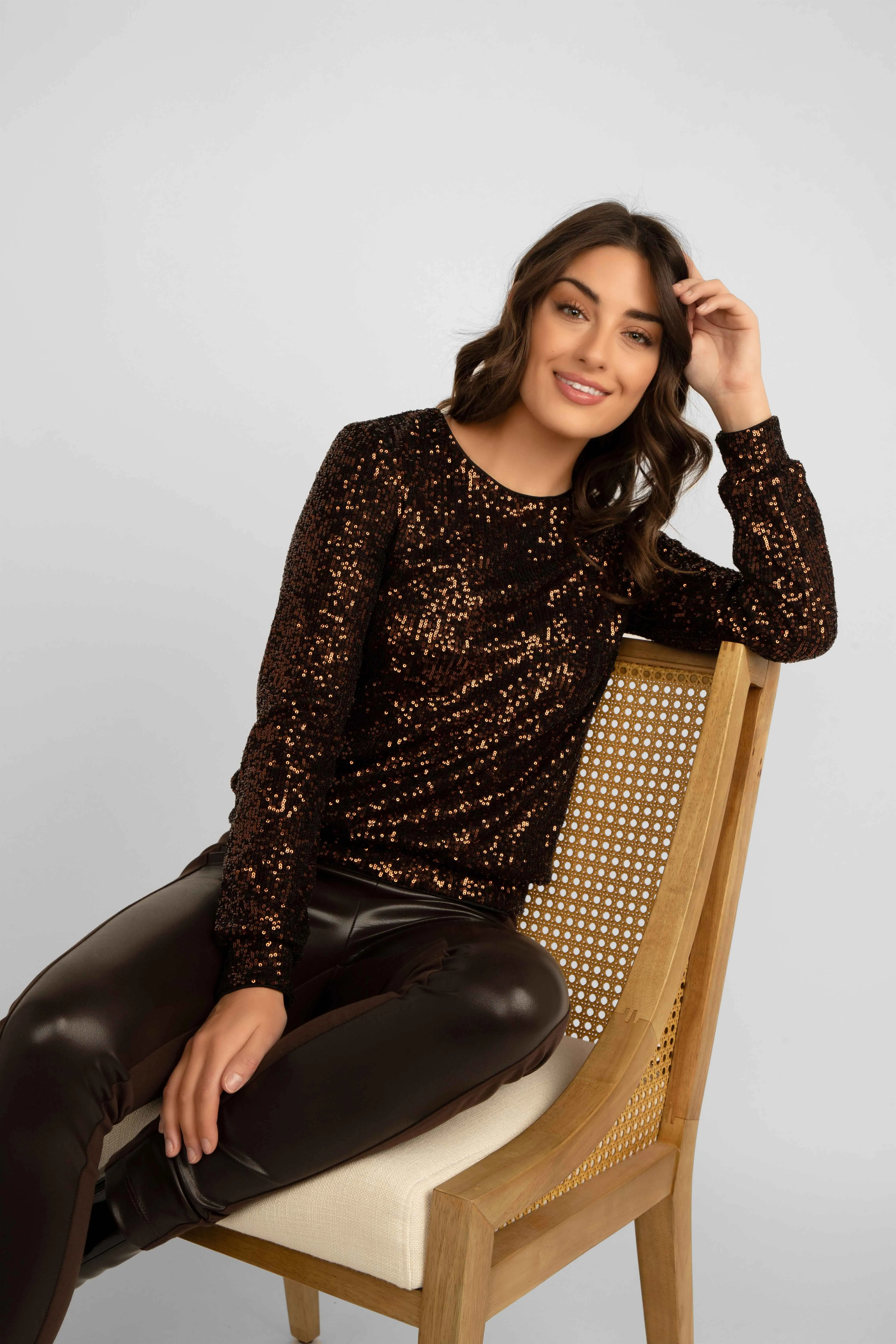 Long Sleeve Sequin Top sold by Bellissima product image thumbnail 3