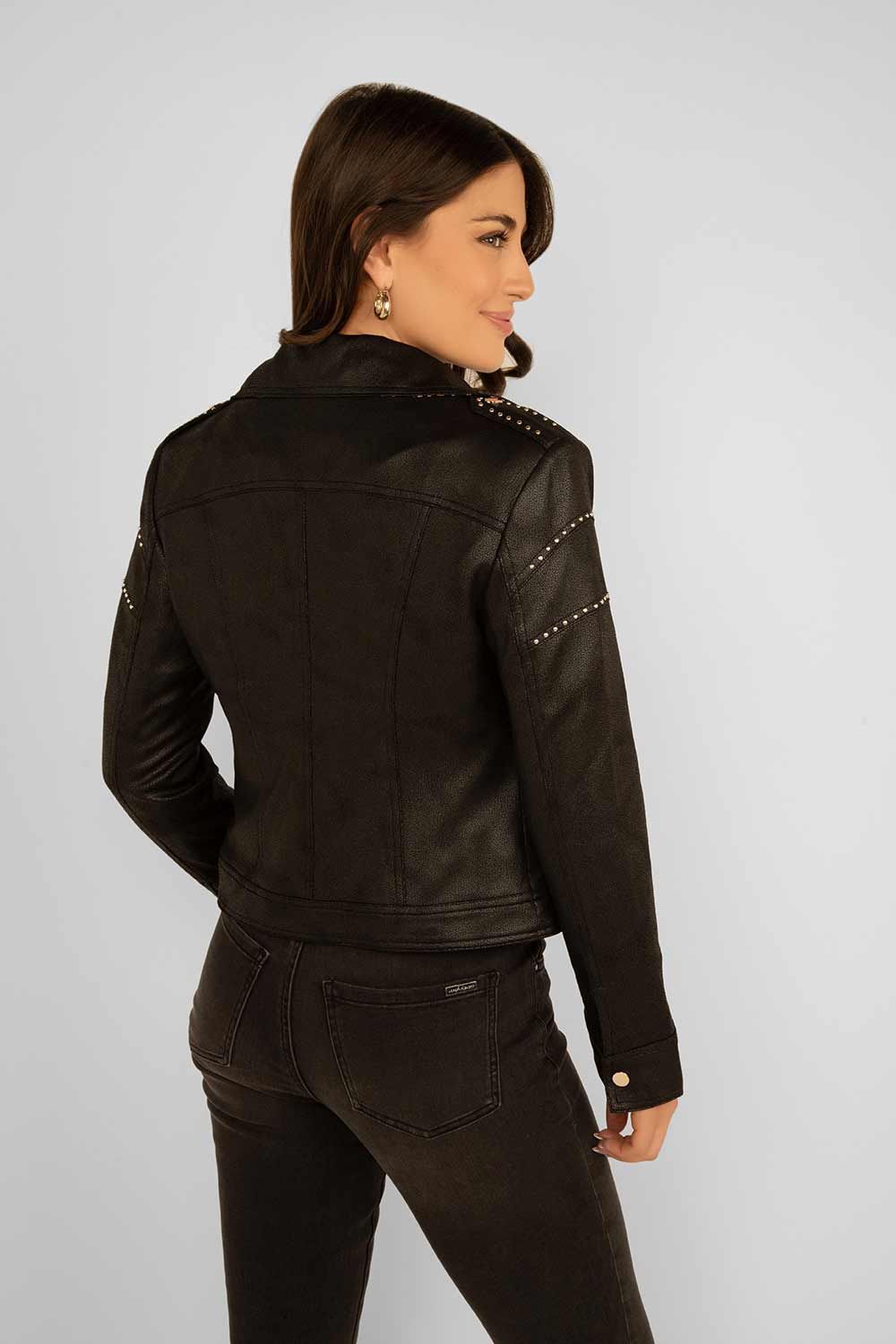 Studded Moto Jacket With Printed Lining sold by Bellissima product image thumbnail 2