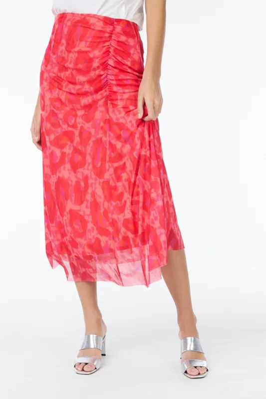Mesh Pink Animal Print Midi Skirt sold by Bellissima
