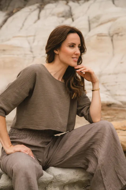 3/4 Sleeve Crop Top sold by Bellissima