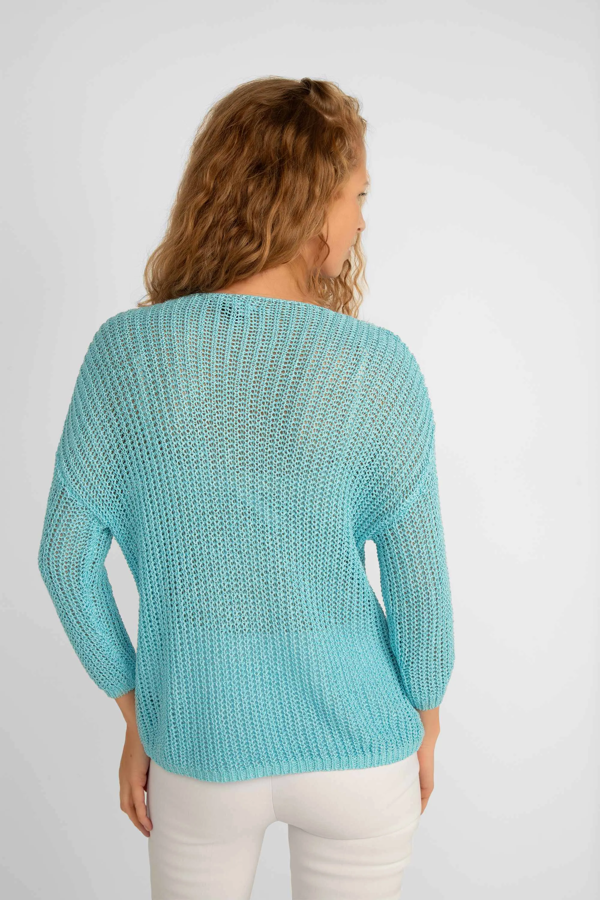 3/4 Sleeve Open Stitch Sweater sold by Bellissima product image thumbnail 3
