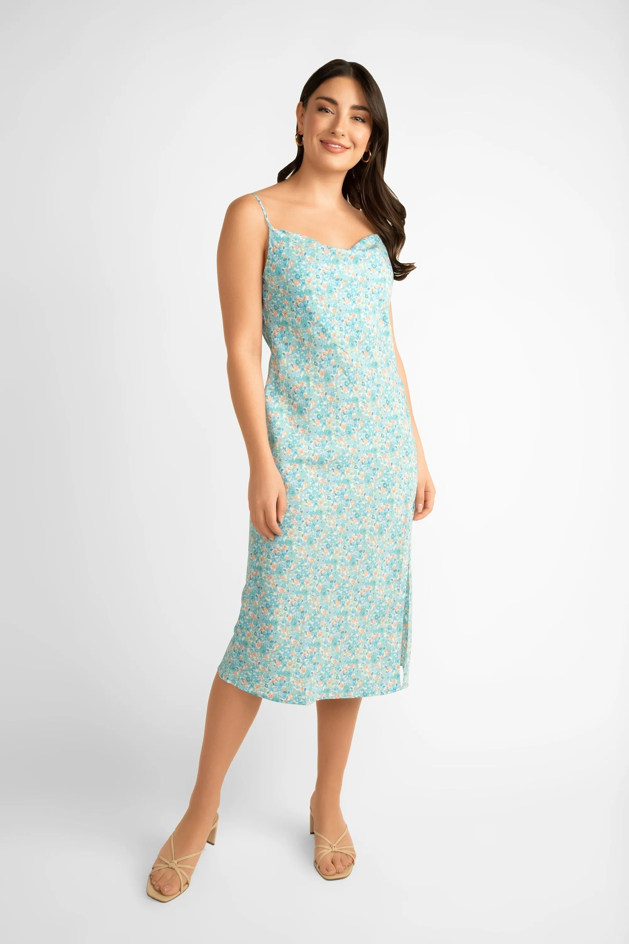 Adjustable Strap Cowl Neck Floral Print Midi Dress sold by Bellissima product image thumbnail 3