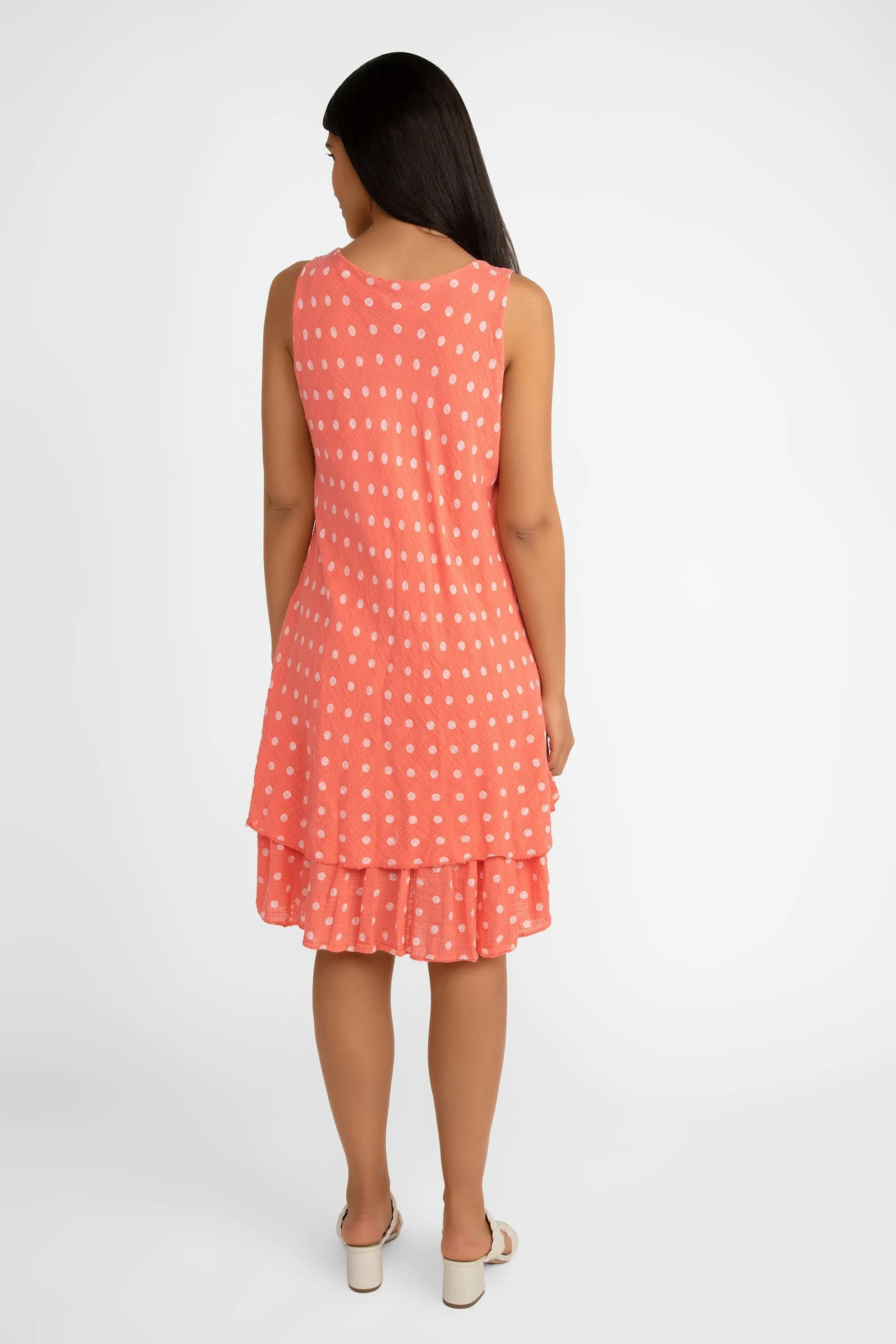 Sleeveless Polka Dot Gauze Dress sold by Bellissima product image thumbnail 5