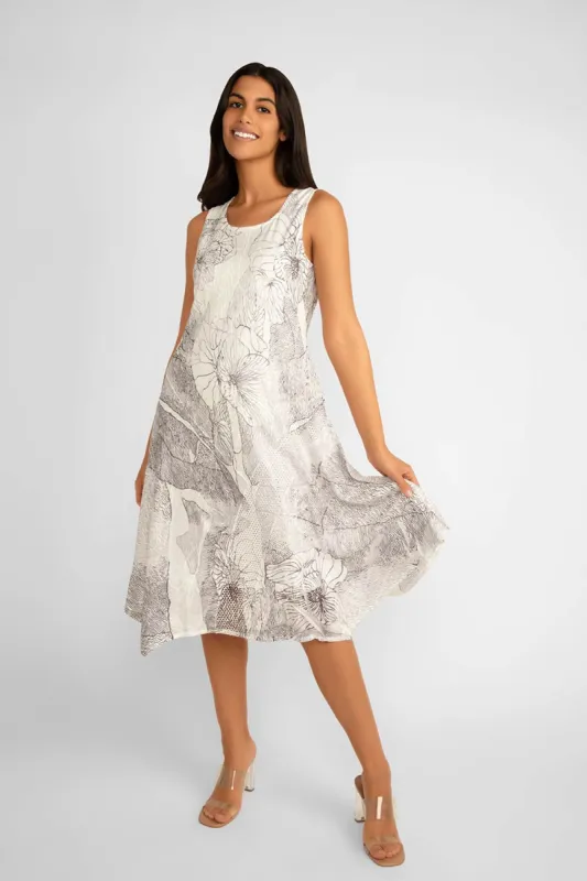 Sleeveless Jacquard Print Dress sold by Bellissima