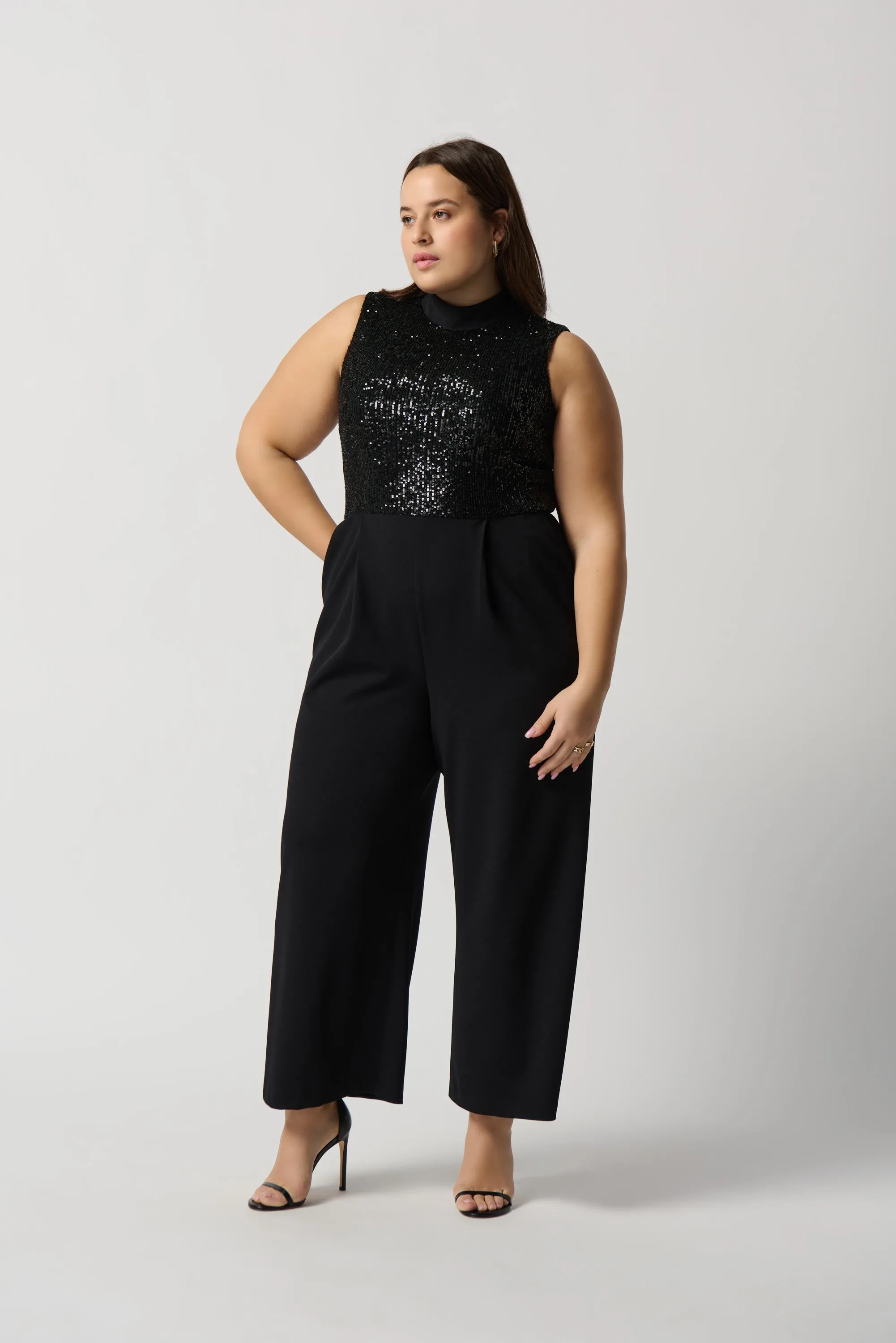 Sequin And Scuba Crepe Wide-Leg Jumpsuit sold by Bellissima product image thumbnail 3