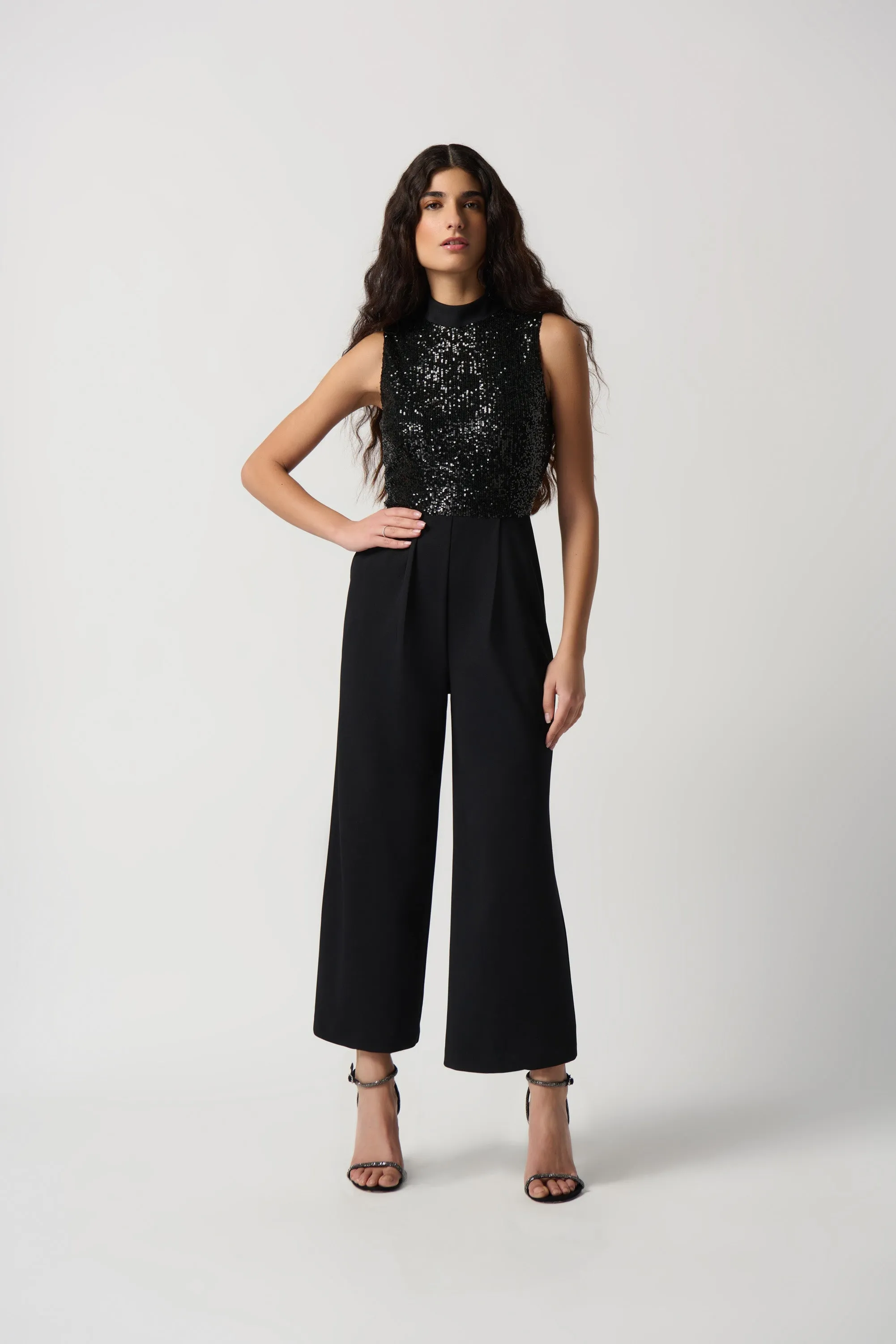 Sequin And Scuba Crepe Wide-Leg Jumpsuit sold by Bellissima