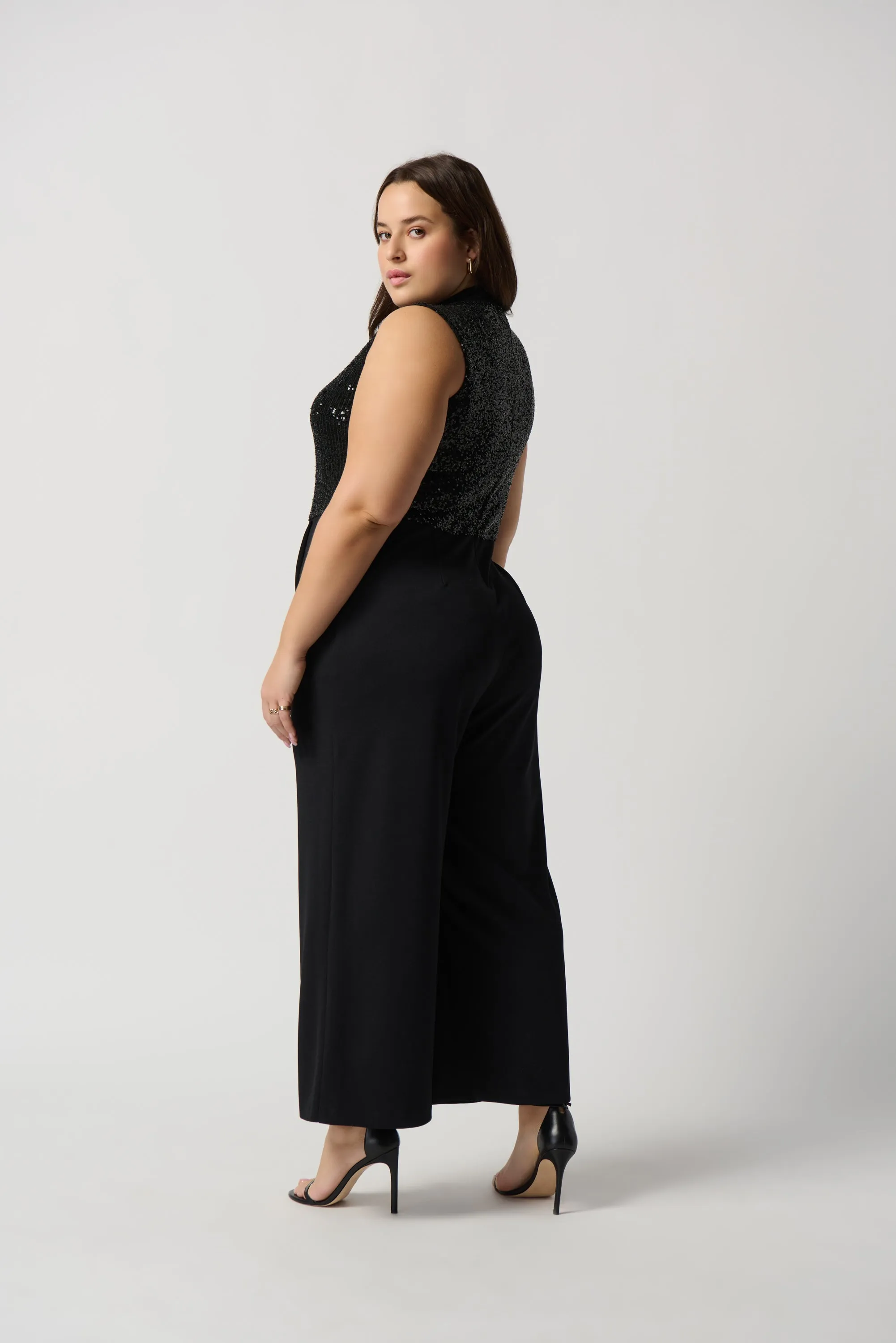 Sequin And Scuba Crepe Wide-Leg Jumpsuit sold by Bellissima product image thumbnail 5