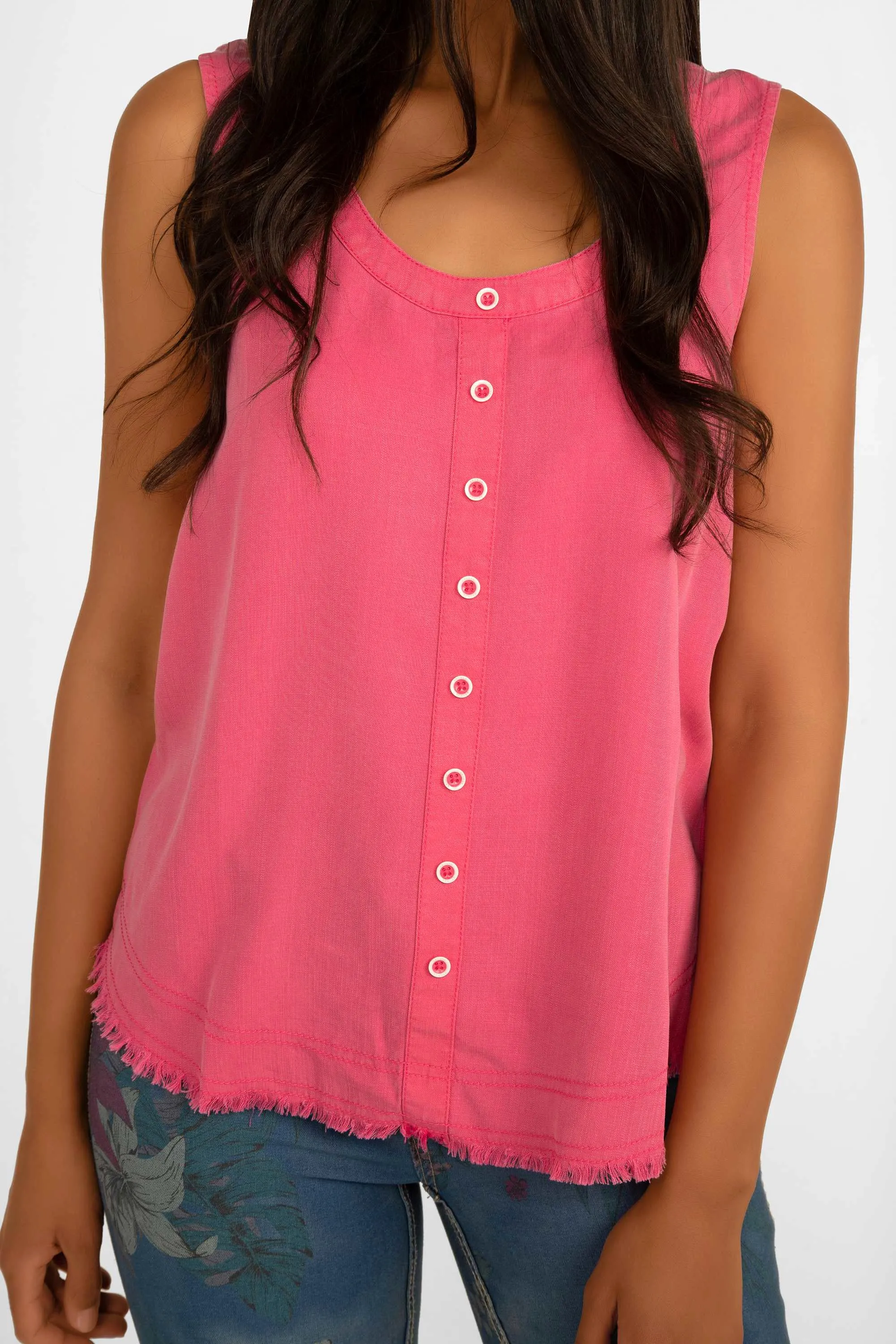 Tencel Tank Top With Button Front sold by Bellissima product image thumbnail 3