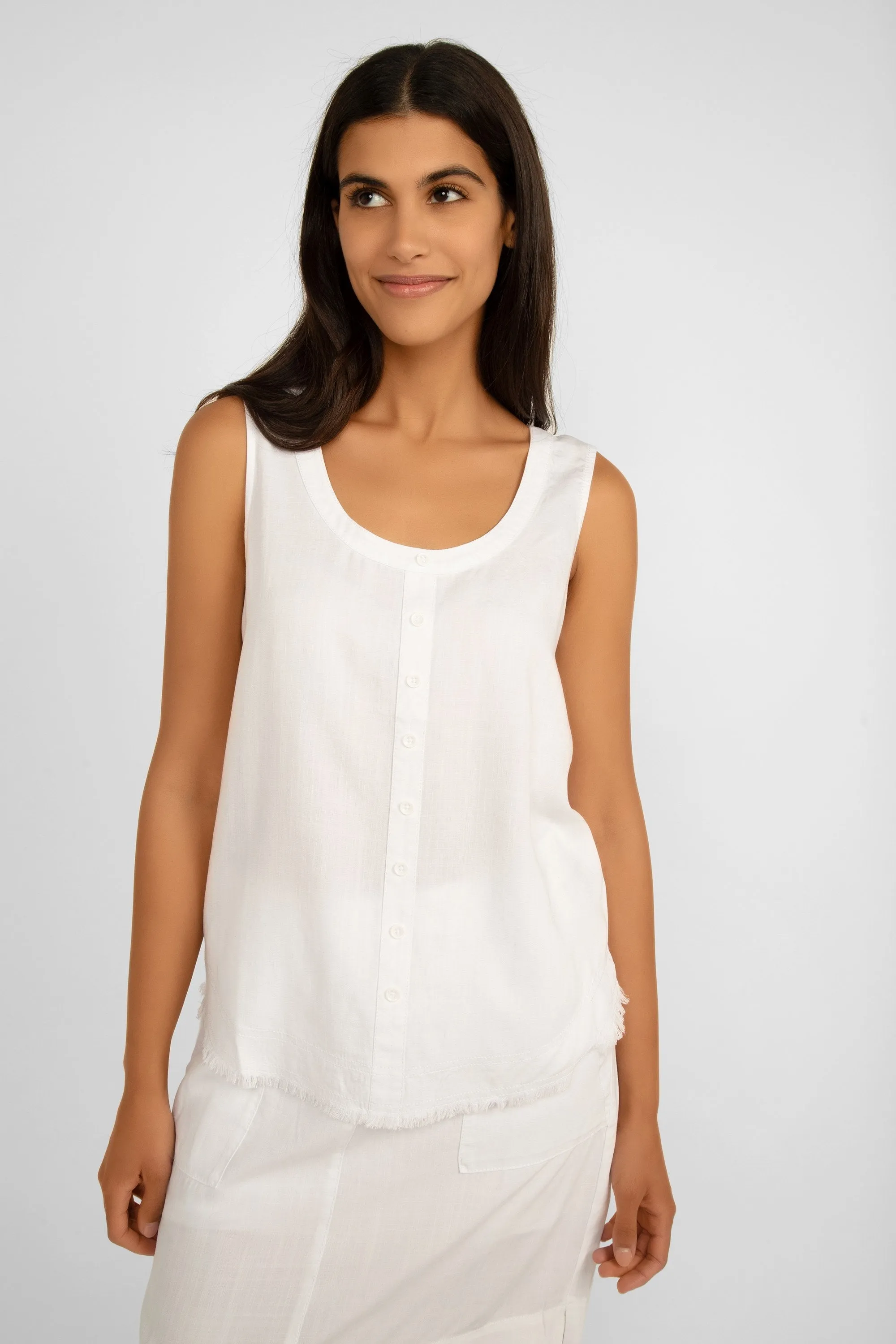 Tencel Tank Top With Button Front sold by Bellissima product image thumbnail 2