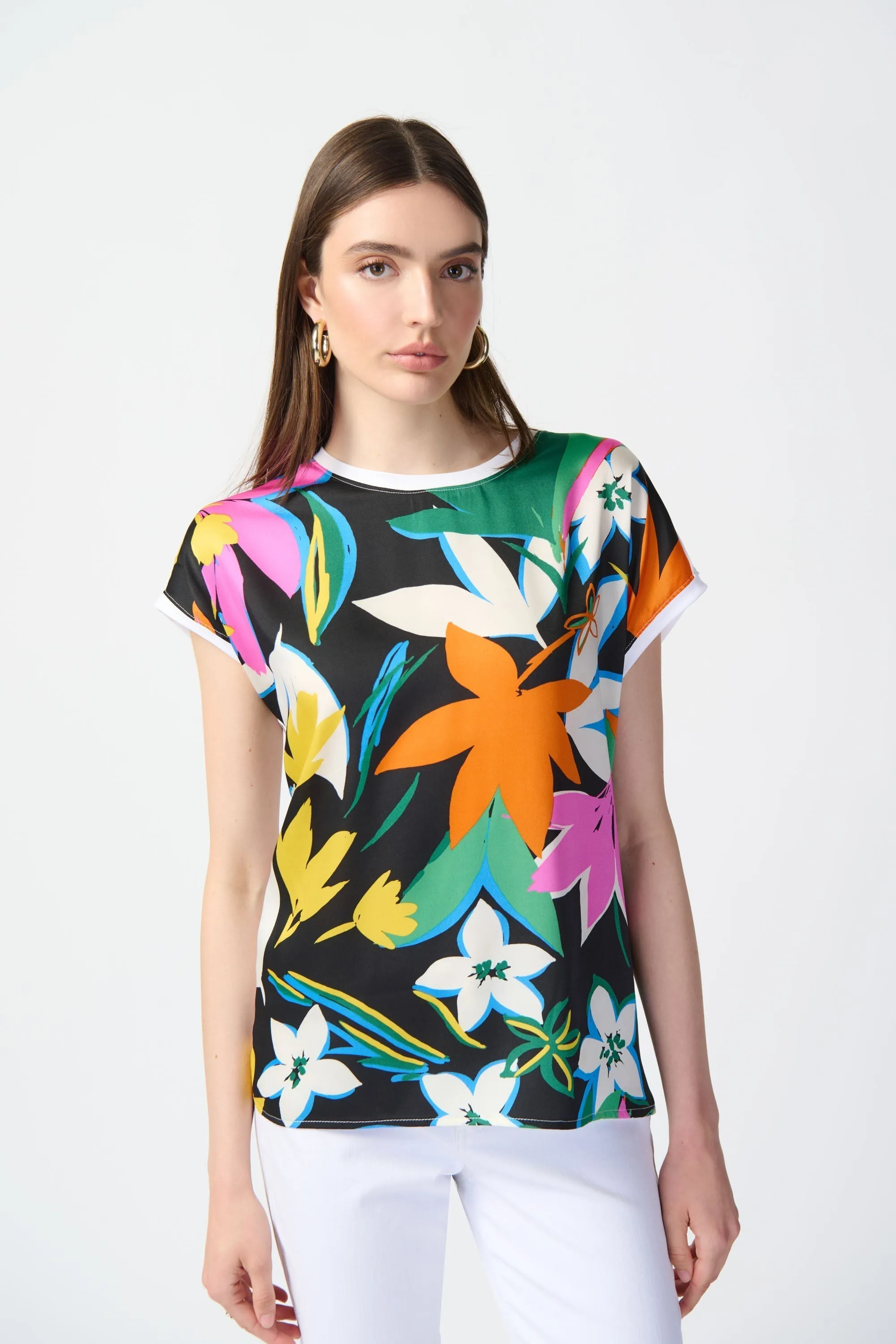 Floral Print Satin & Silky Knit Top sold by Bellissima