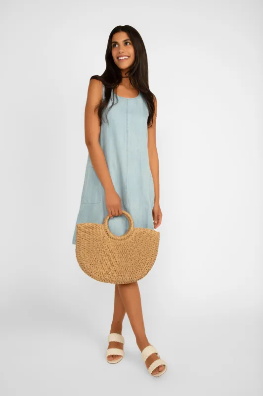 Chambray Sleeveless A-Line Dress sold by Bellissima