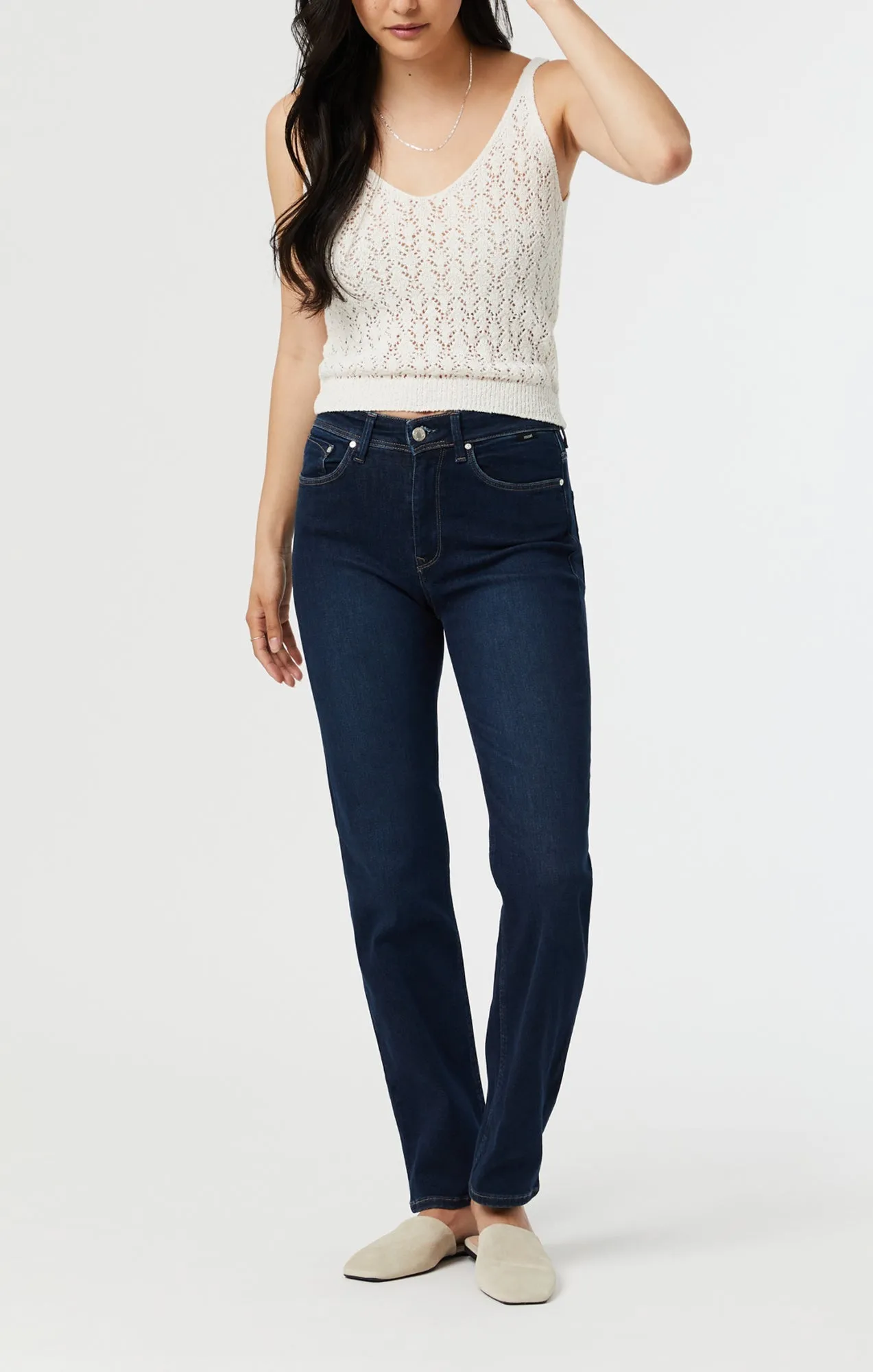 Mavi Paris Slim Straight Leg Jeans - Deep Brushed Indigo Shape sold by Bellissima product image thumbnail 3