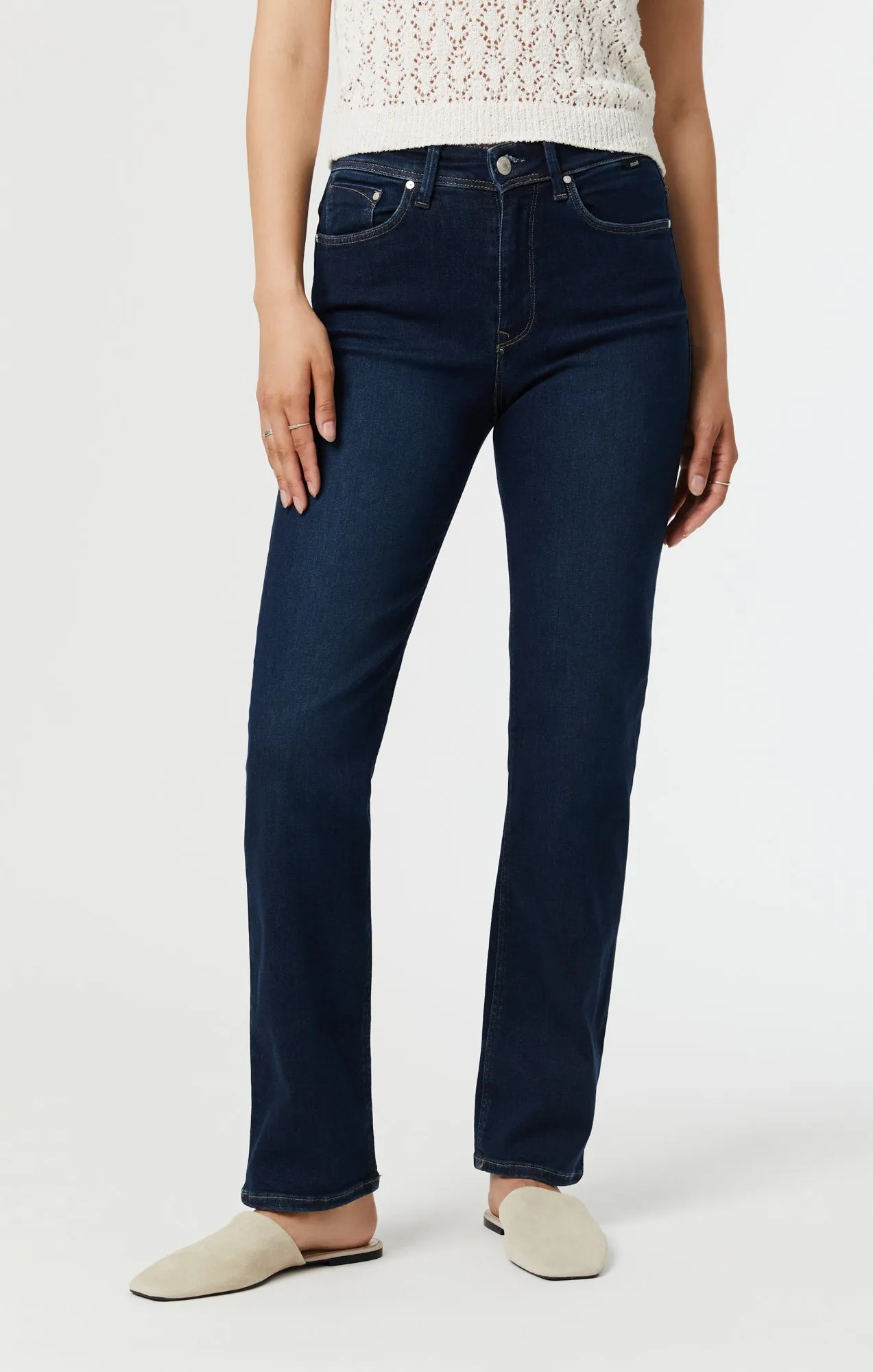 Mavi Paris Slim Straight Leg Jeans - Deep Brushed Indigo Shape sold by Bellissima