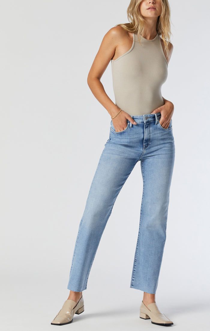 Mavi Barcelona Wide Leg Jeans - Light Brushed Organic Blue sold by Bellissima product image thumbnail 3