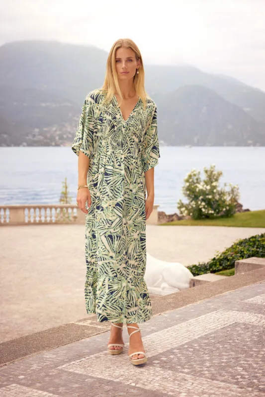 Aqua Foliage Printed Maxi Dress sold by Bellissima
