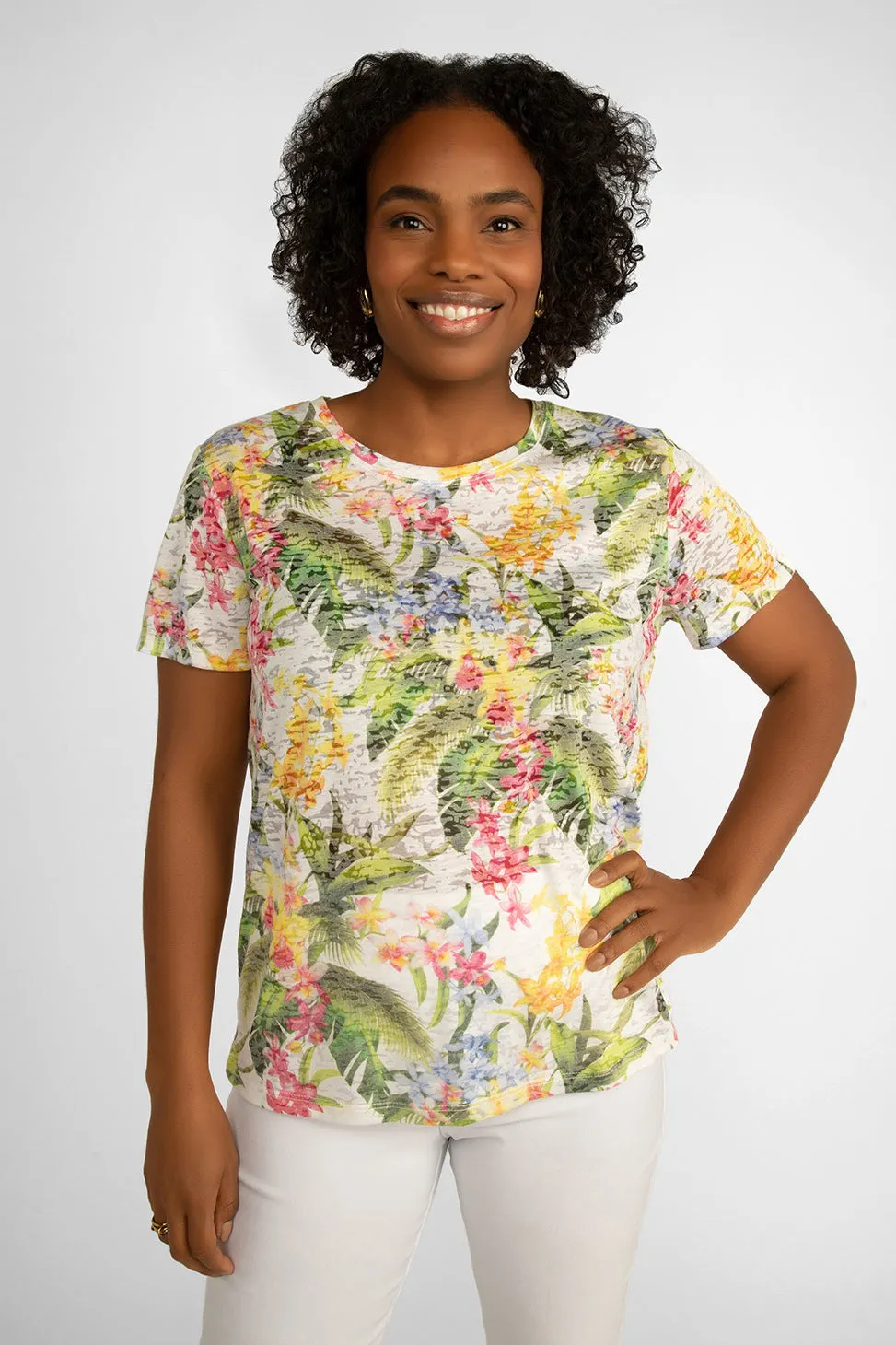 Tropical Floral Printed T-Shirt sold by Bellissima