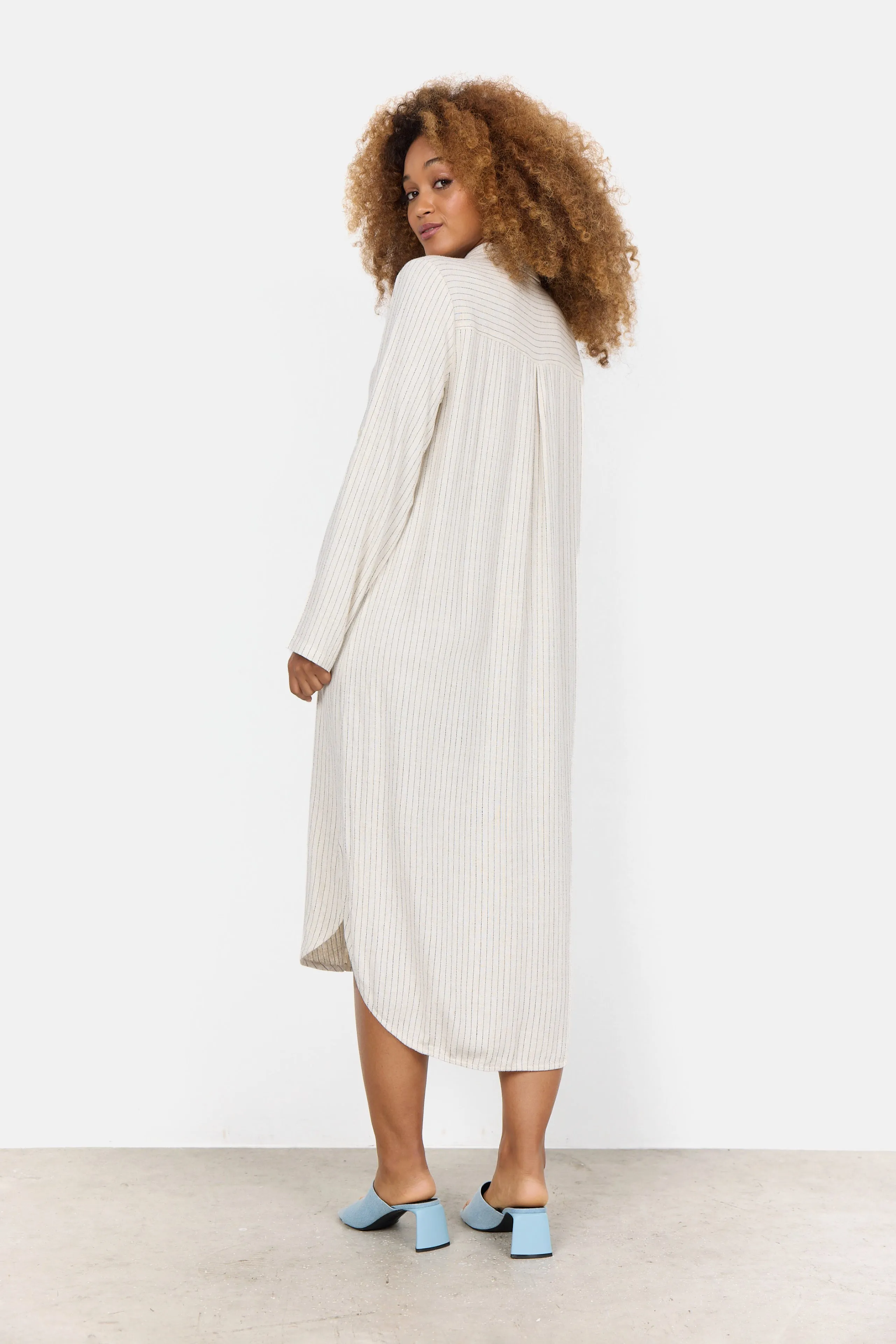 Pinstripe Viscose & Linen Midi Shirt Dress sold by Bellissima product image thumbnail 4