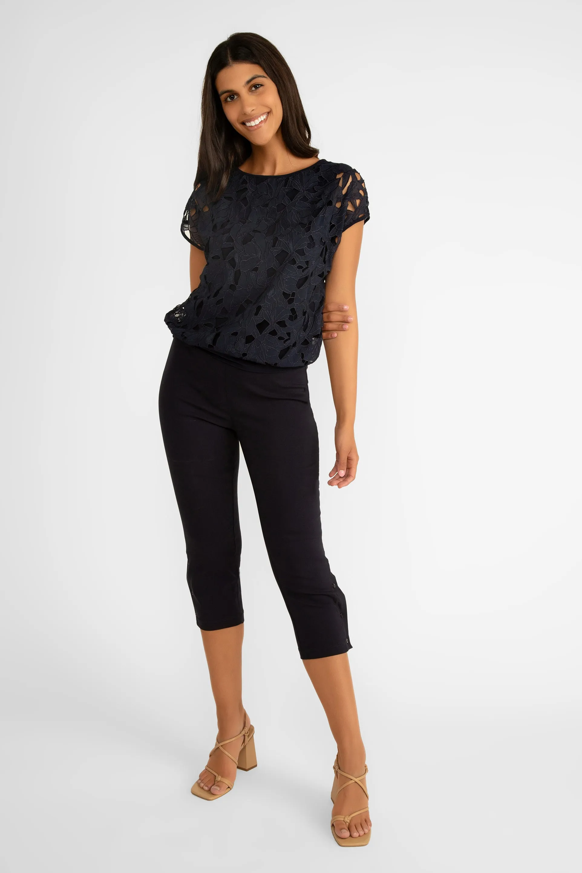Short Sleeve Lace Overlay Blouse sold by Bellissima product image thumbnail 3