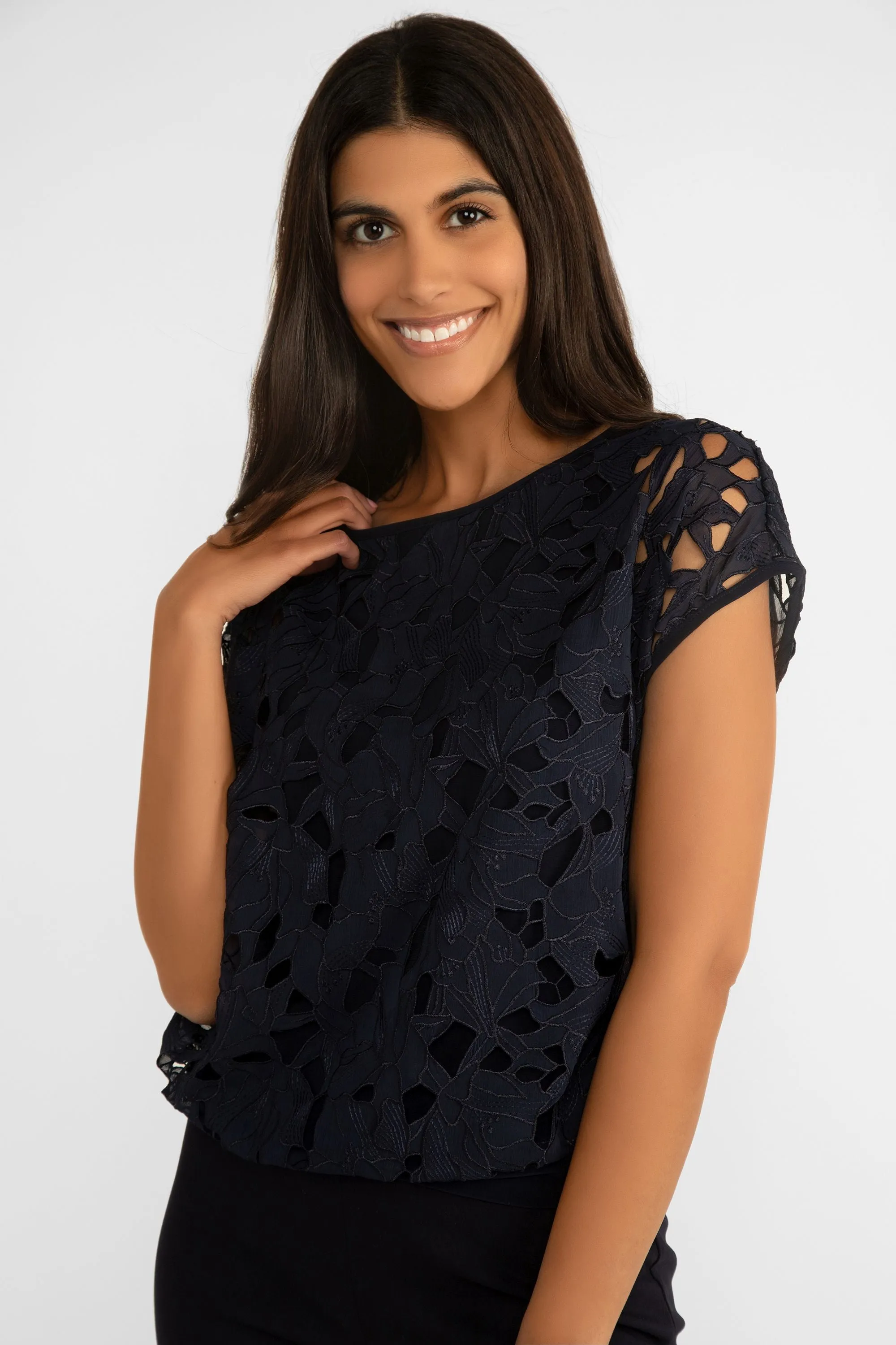 Short Sleeve Lace Overlay Blouse sold by Bellissima product image thumbnail 4