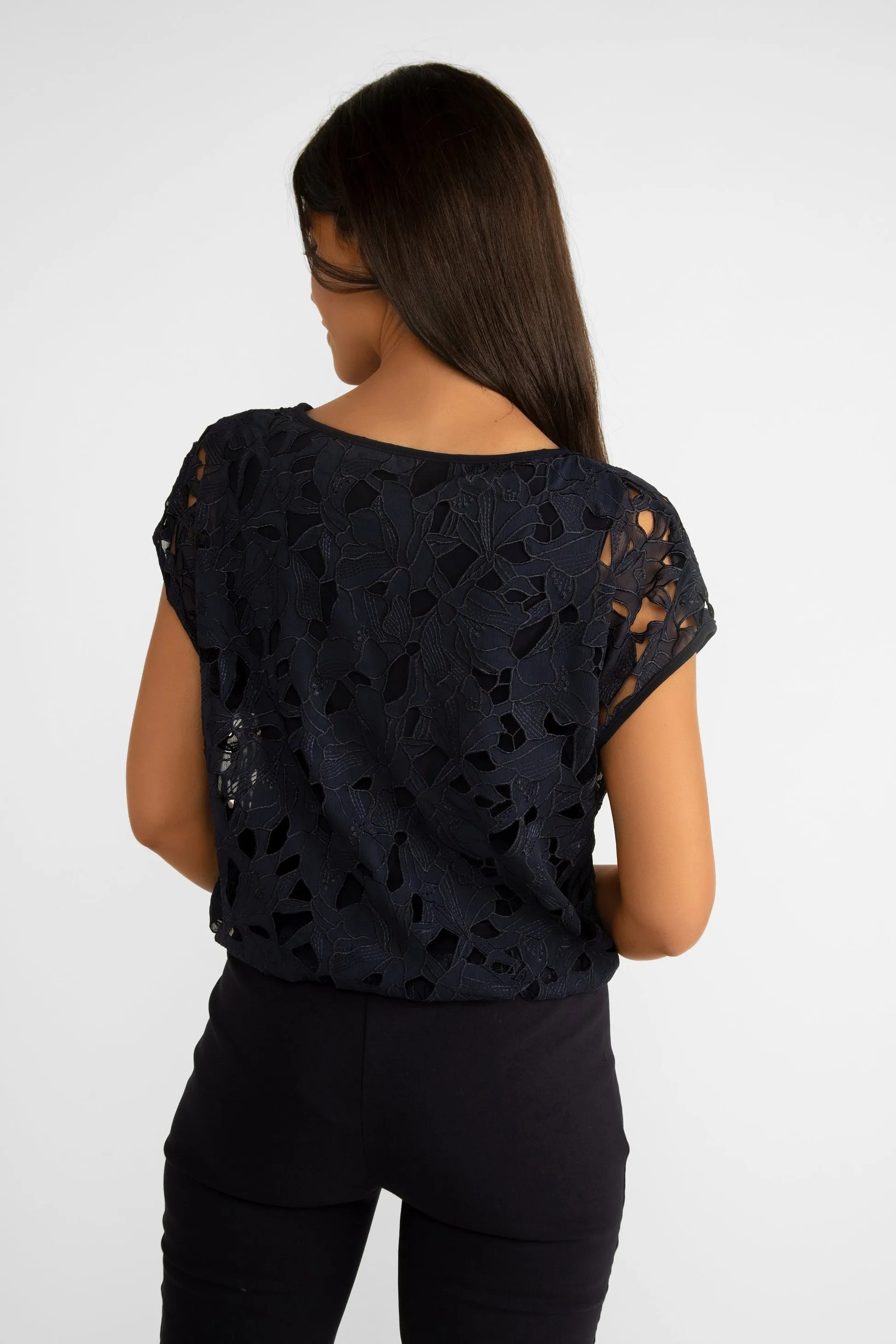 Short Sleeve Lace Overlay Blouse sold by Bellissima product image thumbnail 5