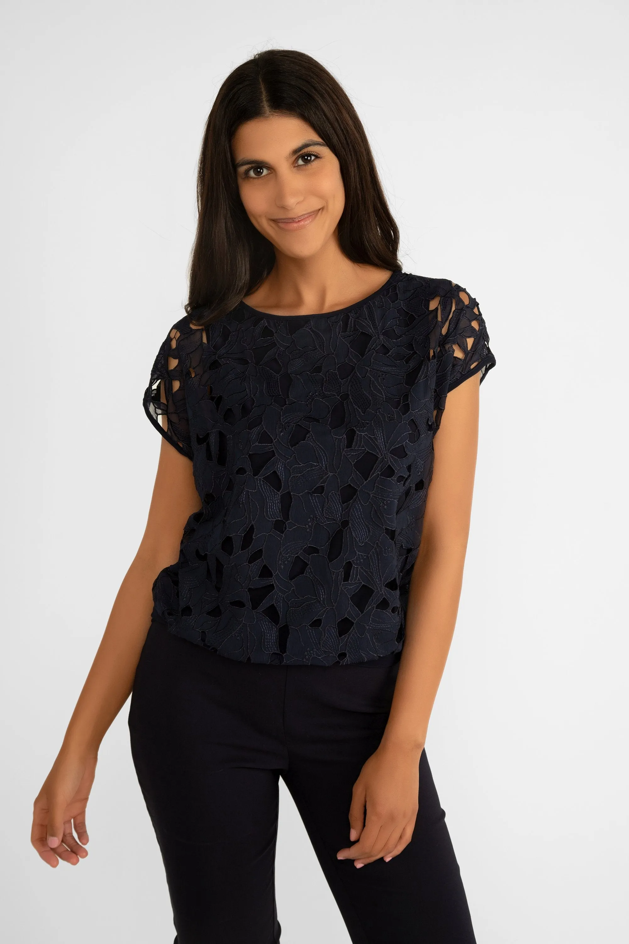 Short Sleeve Lace Overlay Blouse sold by Bellissima product image thumbnail 2