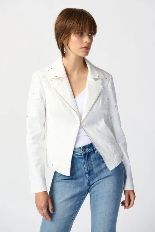 Floral Lace Applique Moto Jacket sold by Bellissima