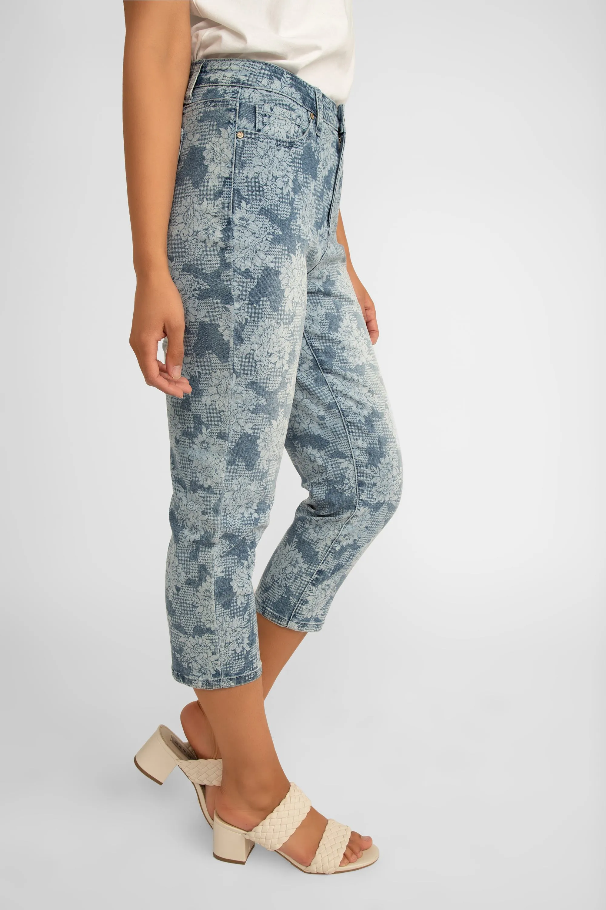 5 Pocket Washed Out Floral Jean Capris sold by Bellissima product image thumbnail 4