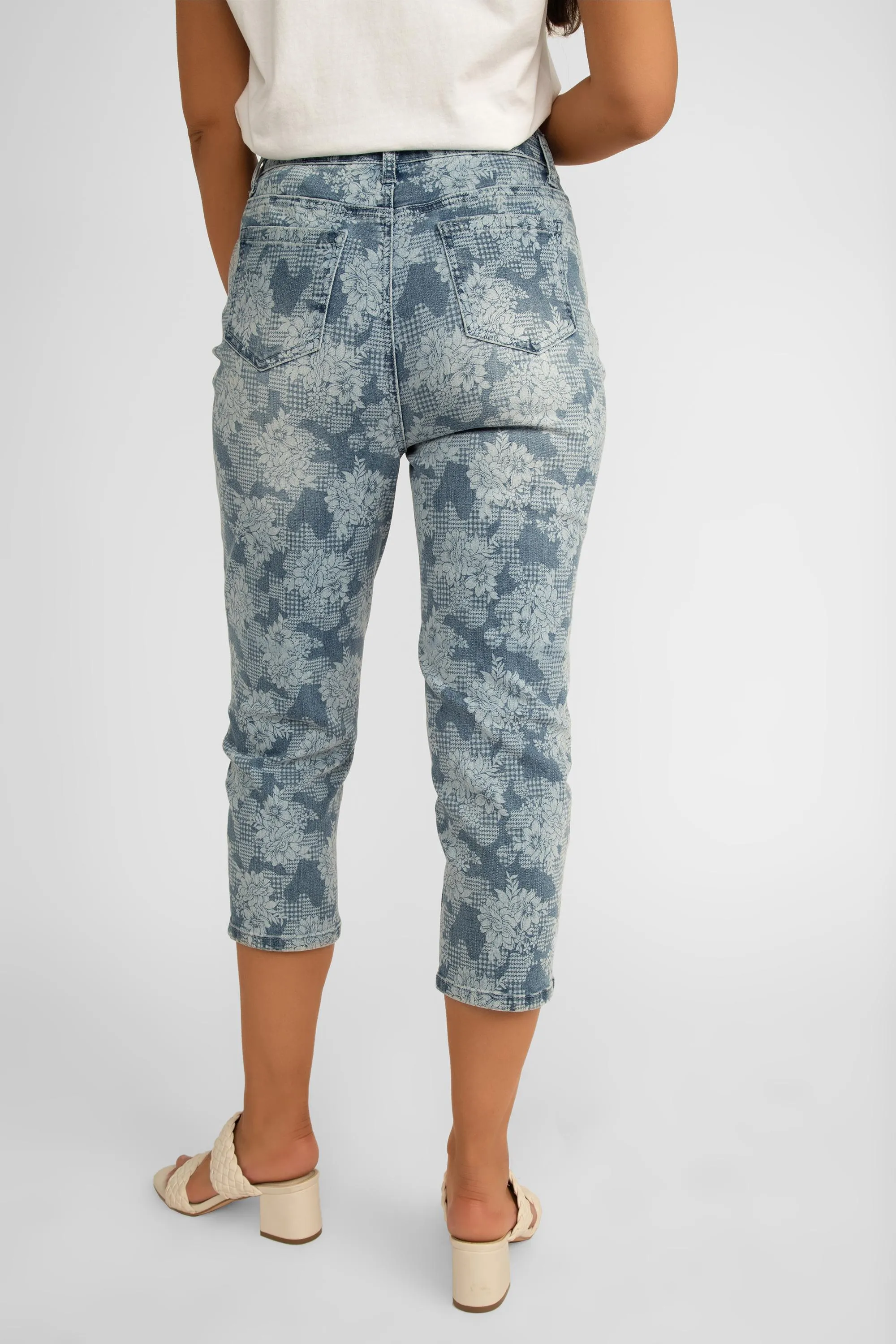 5 Pocket Washed Out Floral Jean Capris sold by Bellissima product image thumbnail 2