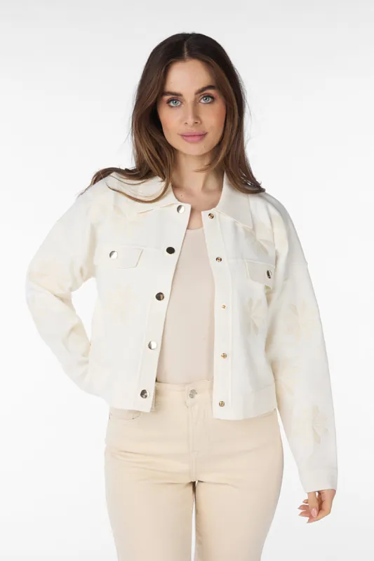 Sweater Knit Cardigan With Floral Embroidery sold by Bellissima