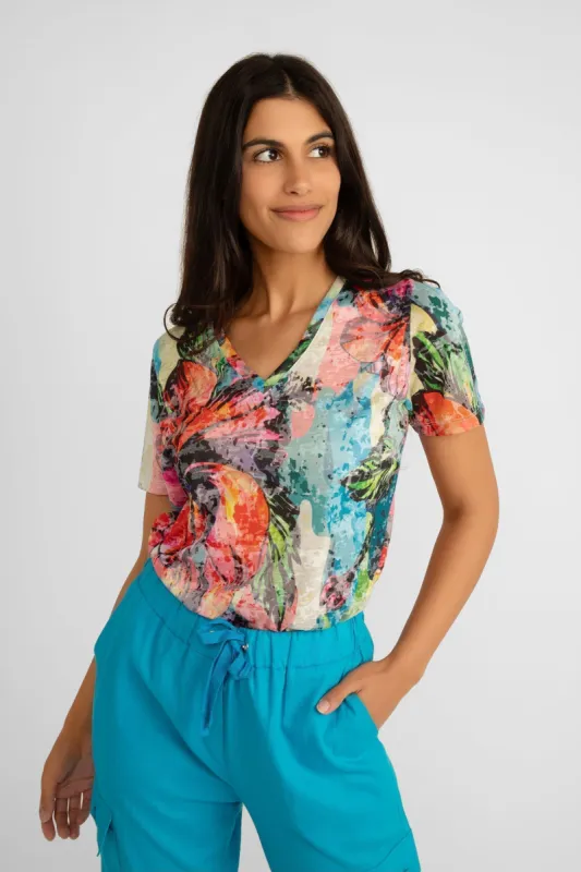 Orange Burnout Printed T-Shirt sold by Bellissima