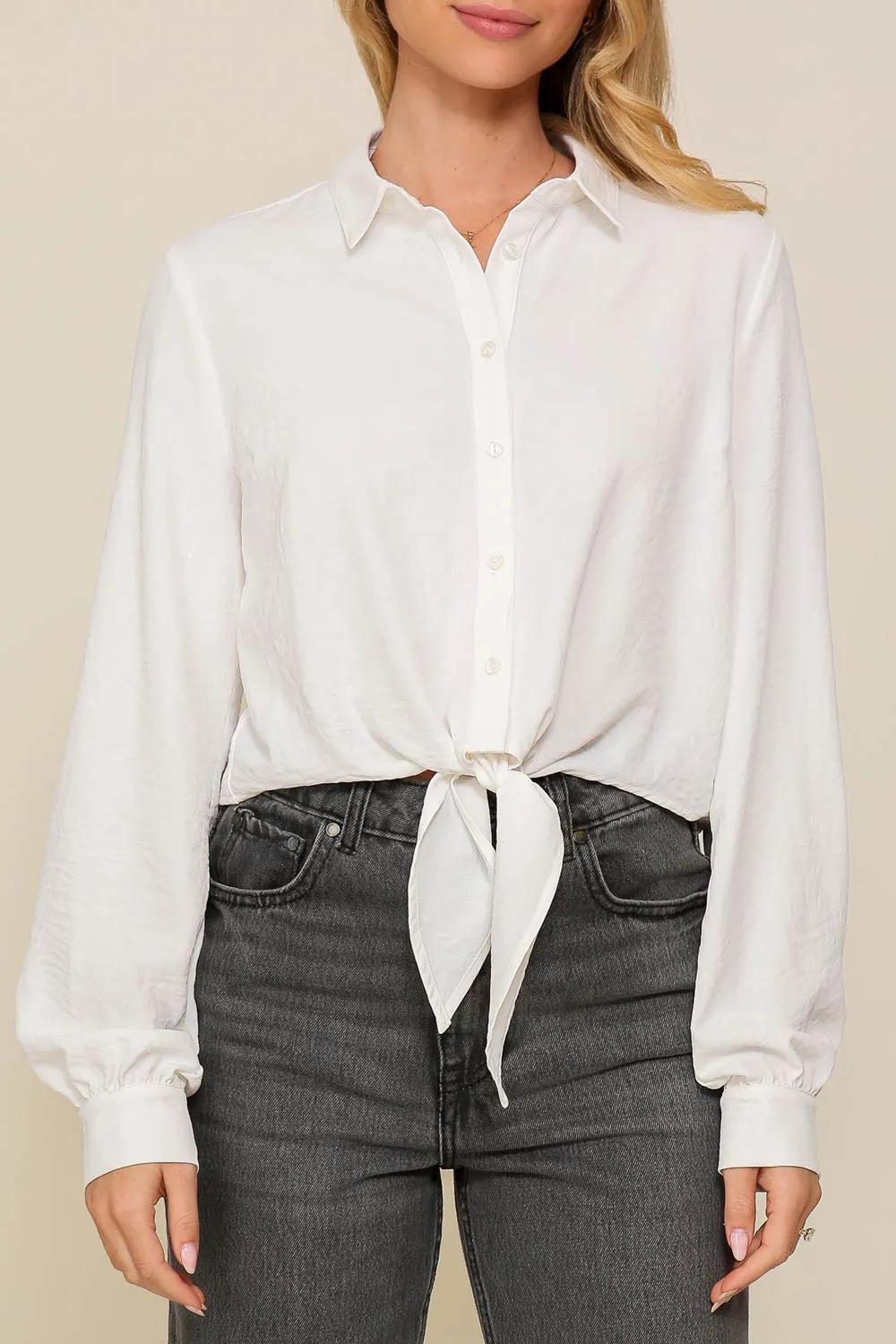 Long Sleeve Blouse With Front Tie sold by Bellissima product image thumbnail 5