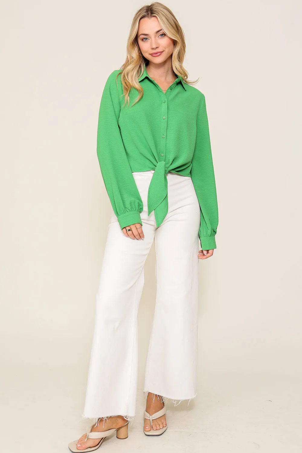 Long Sleeve Blouse With Front Tie sold by Bellissima product image thumbnail 3