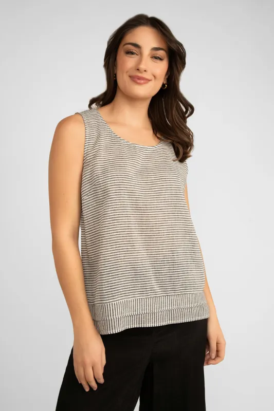 Striped Cotton Linen Tank Top sold by Bellissima