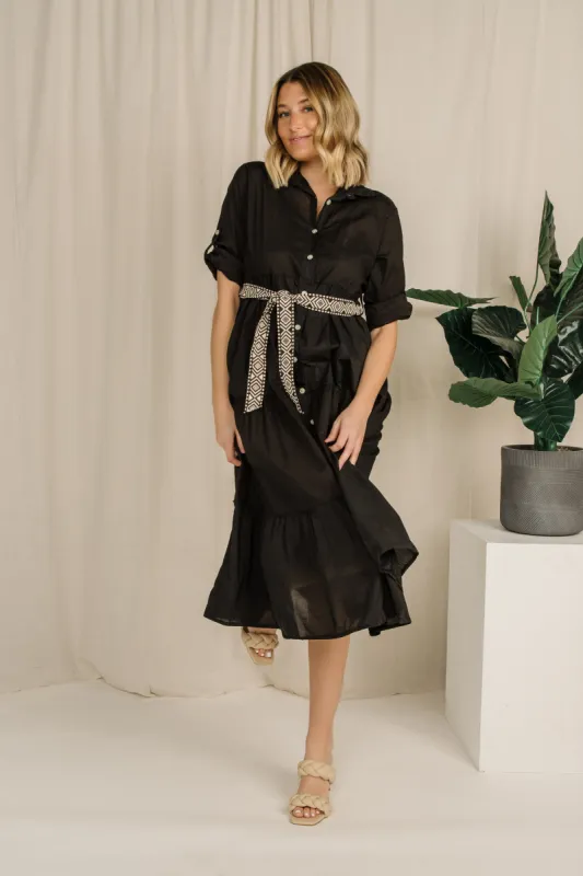 Tiered Shirt Dress With Belt sold by Bellissima