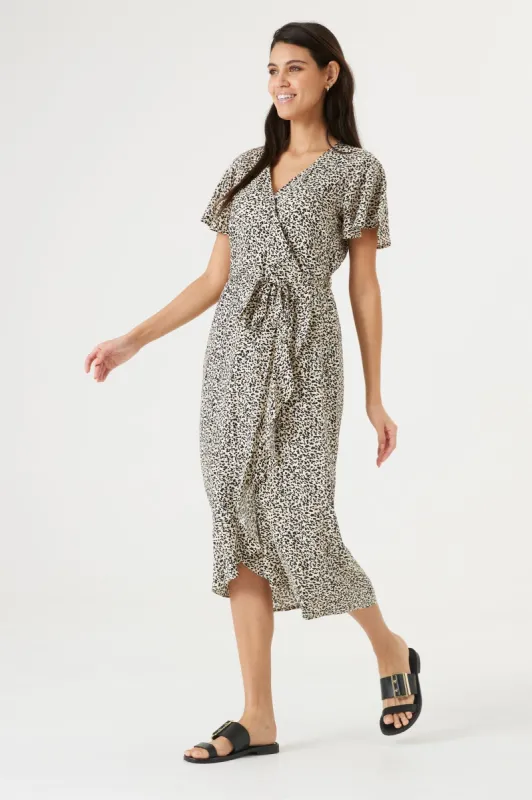 Short Sleeve Leopard Print Wrap Dress sold by Bellissima