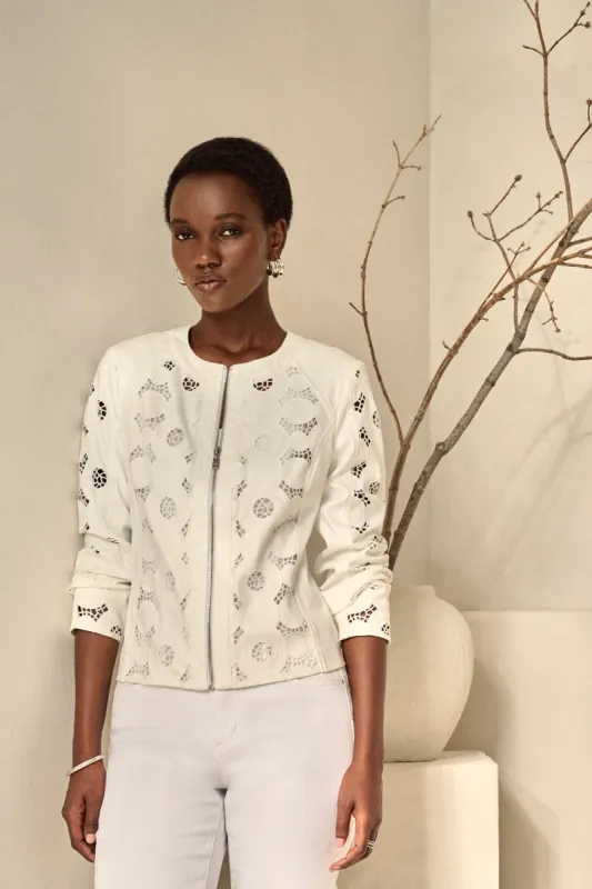 Foiled Suede Jacket With Laser Cut Leatherette sold by Bellissima