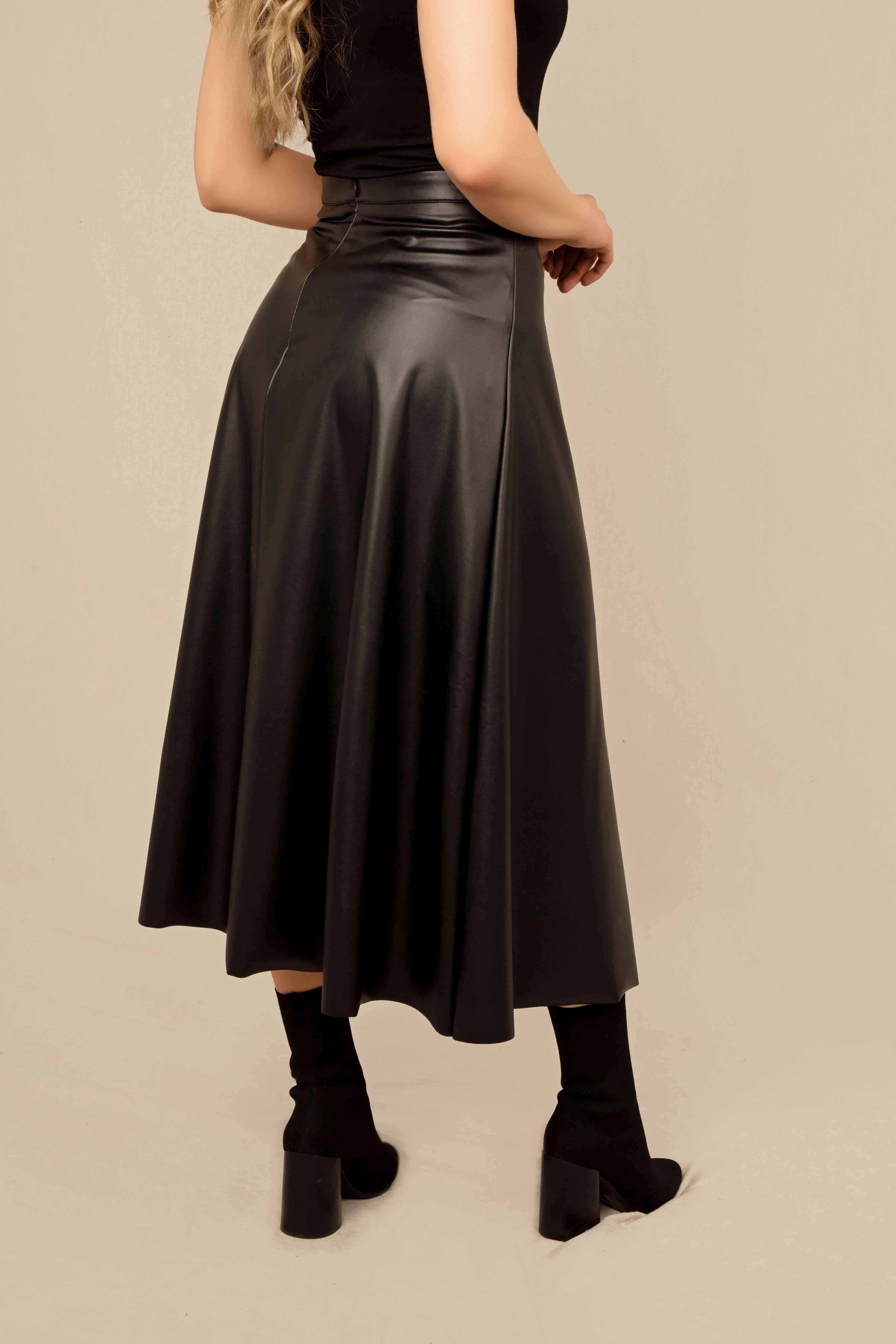 Faux Leather Button Front Skirt sold by Bellissima product image thumbnail 2