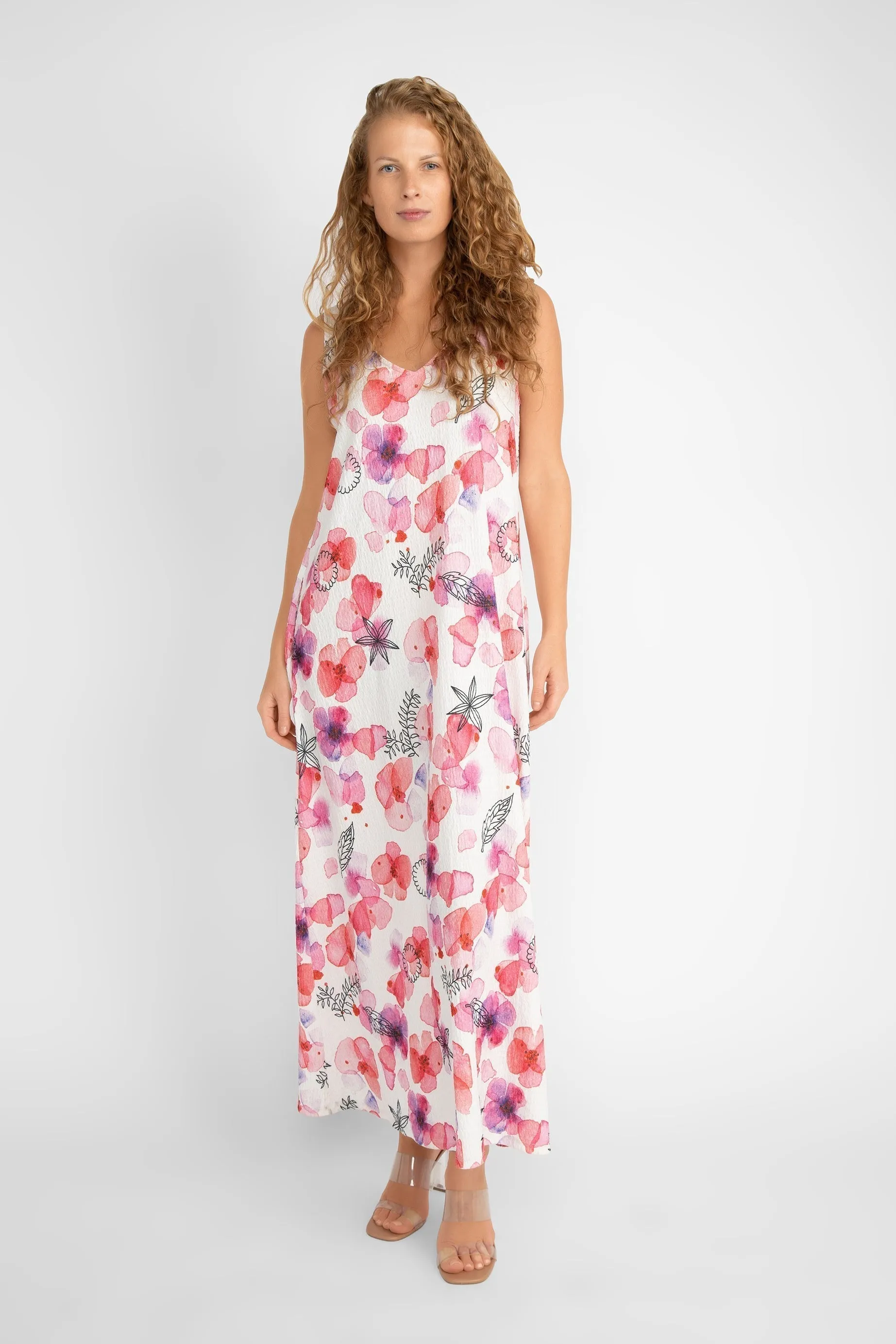 White With Pink Florals Maxi Dress sold by Bellissima product image thumbnail 3